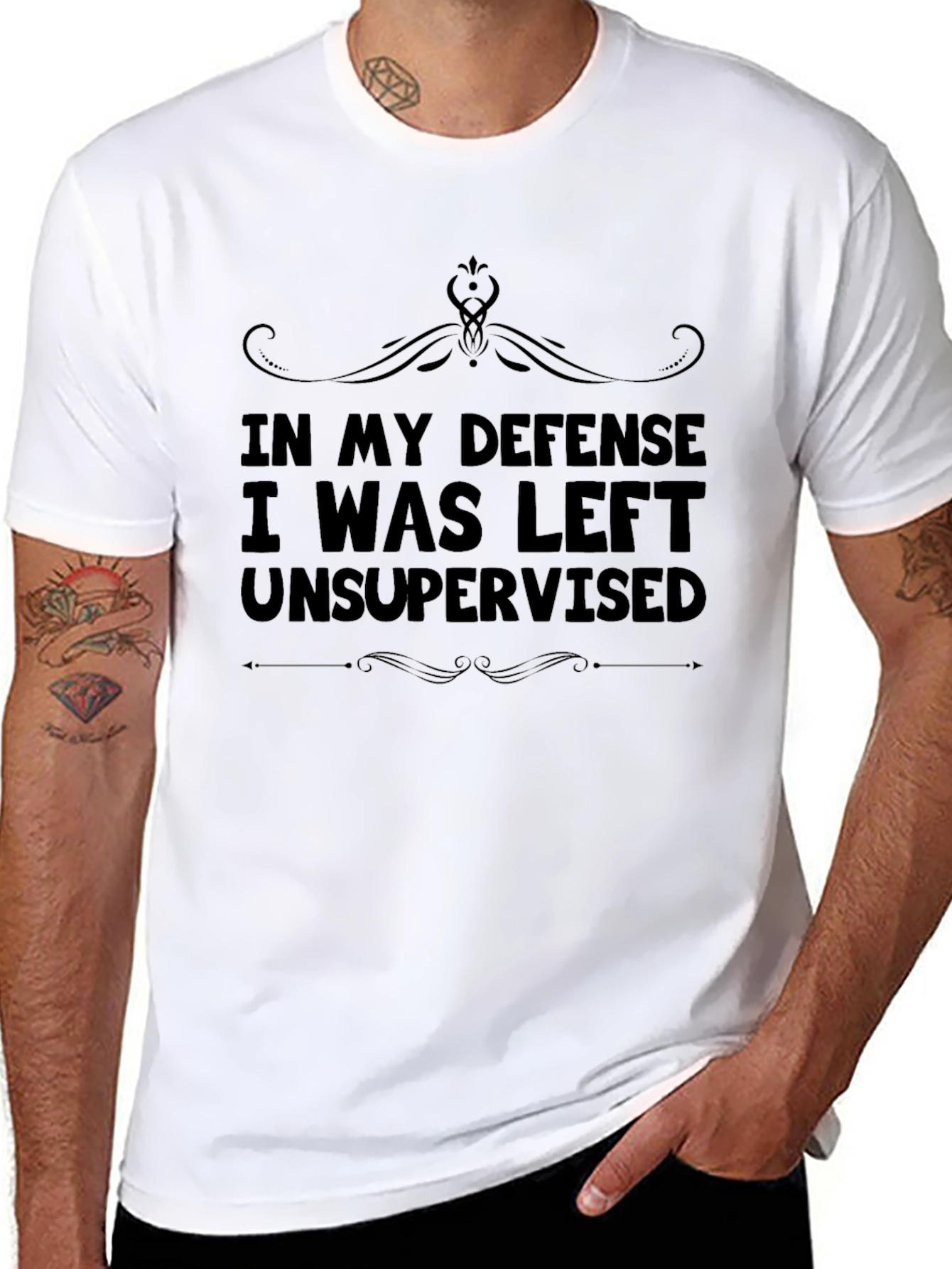 Black Funny "Unsupervised" Graphic T-Shirt view 8