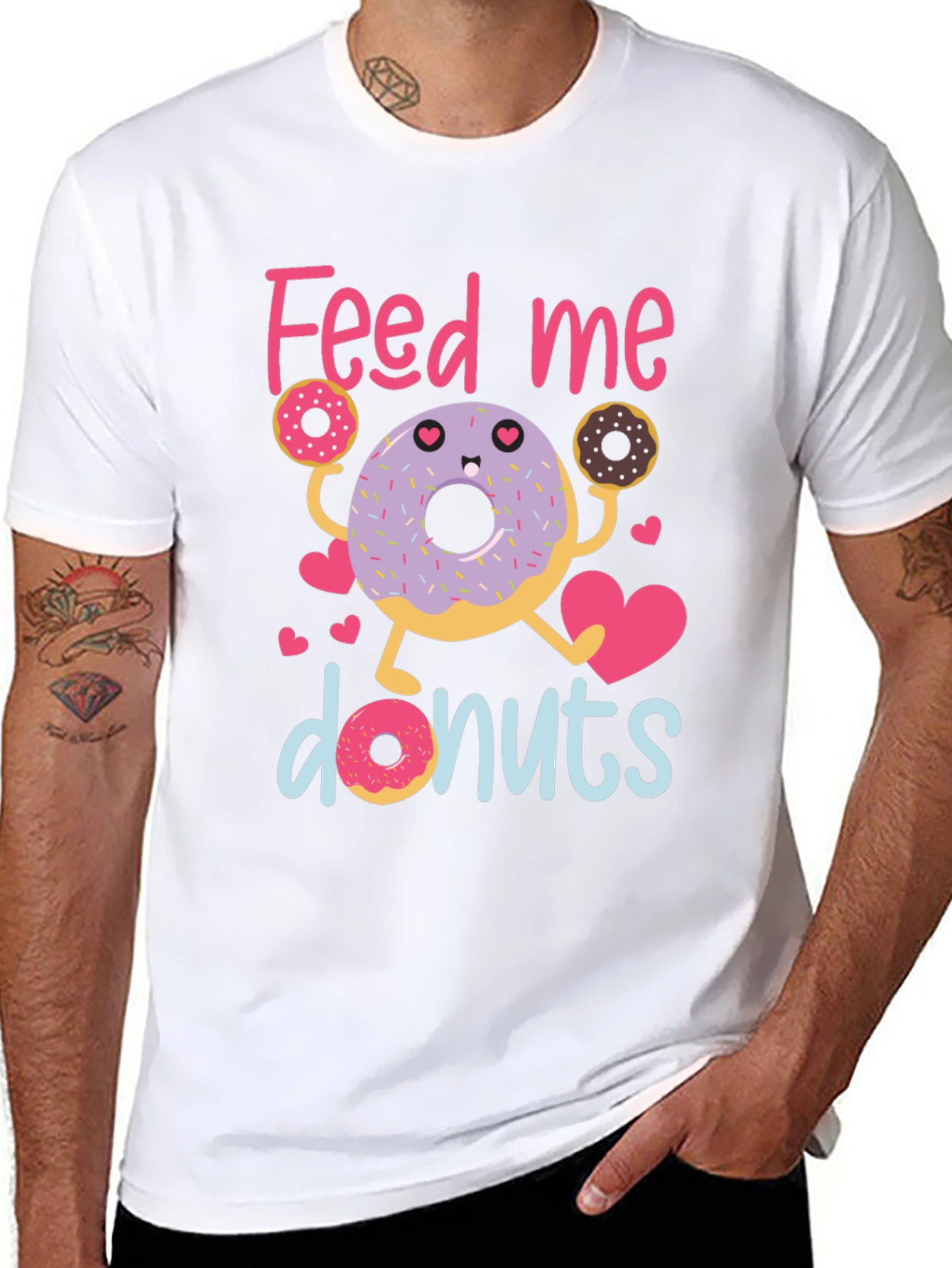 Black Feed Me Donuts T-Shirt - Cute Donut Lover Tee view 8