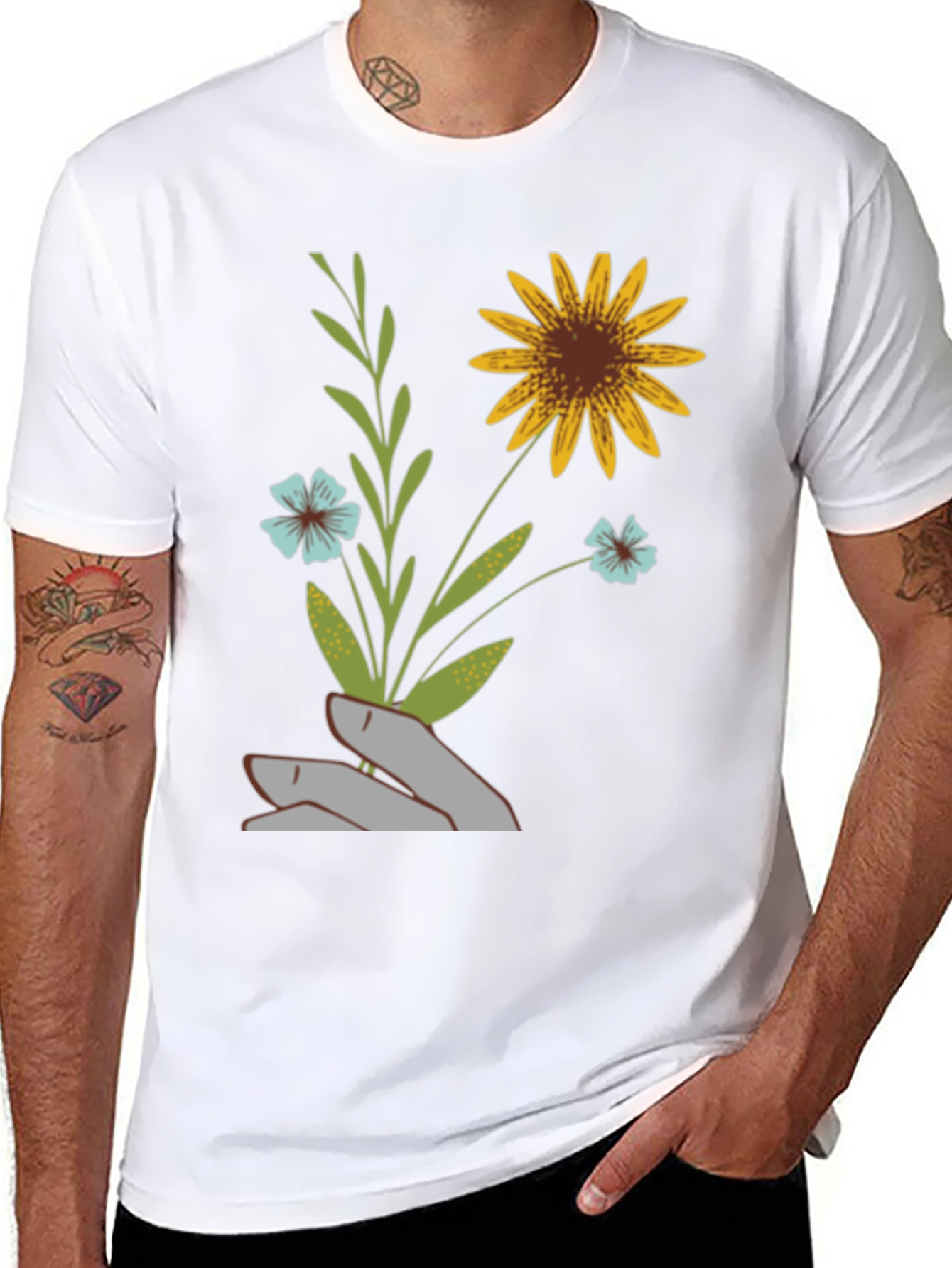 Black Floral Hand Graphic Tee - Black view 8