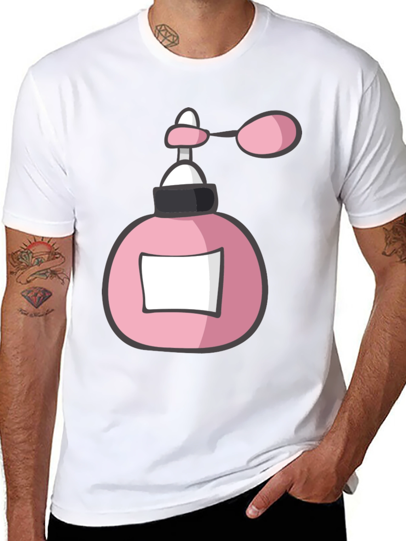 Black Pink Perfume Bottle Graphic Tee view 8