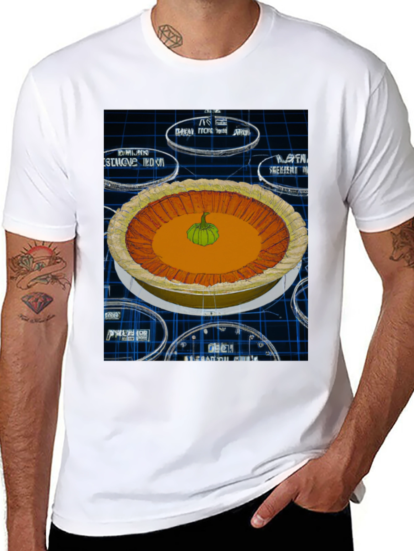 Black Pumpkin Pie Graphic Tee - Unique Design view 8