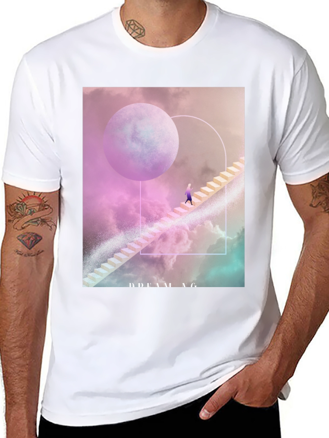 Black Dreaming T-Shirt: Celestial Stairway Design view 8