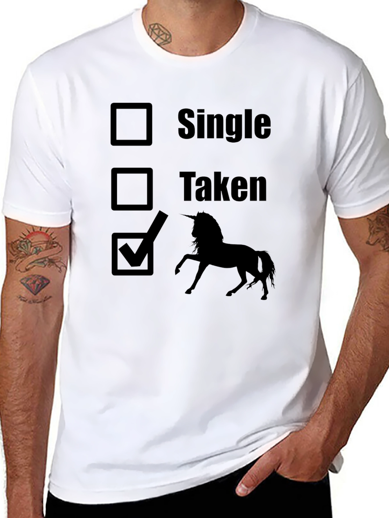 Black Single Taken Unicorn T-Shirt - Humorous Graphic Tee view 8
