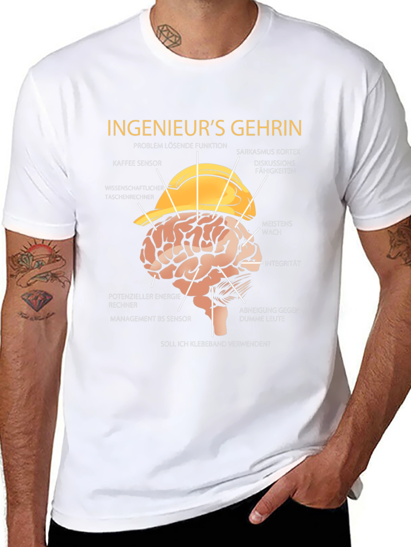 Black Engineer's Brain T-Shirt - Funny Sarcasm Tee view 8