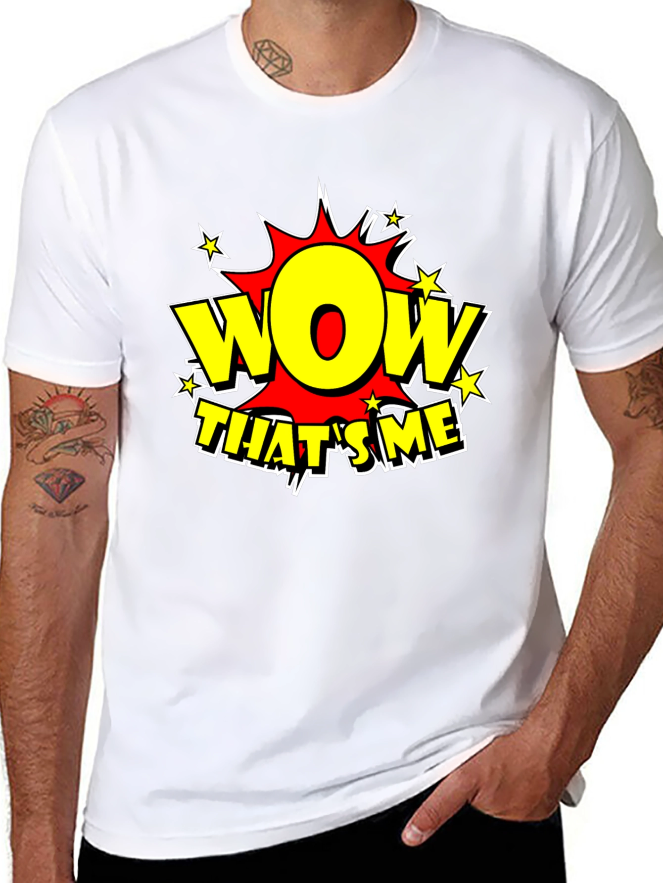 Black Wow That's Me Funny Graphic T-Shirt view 8