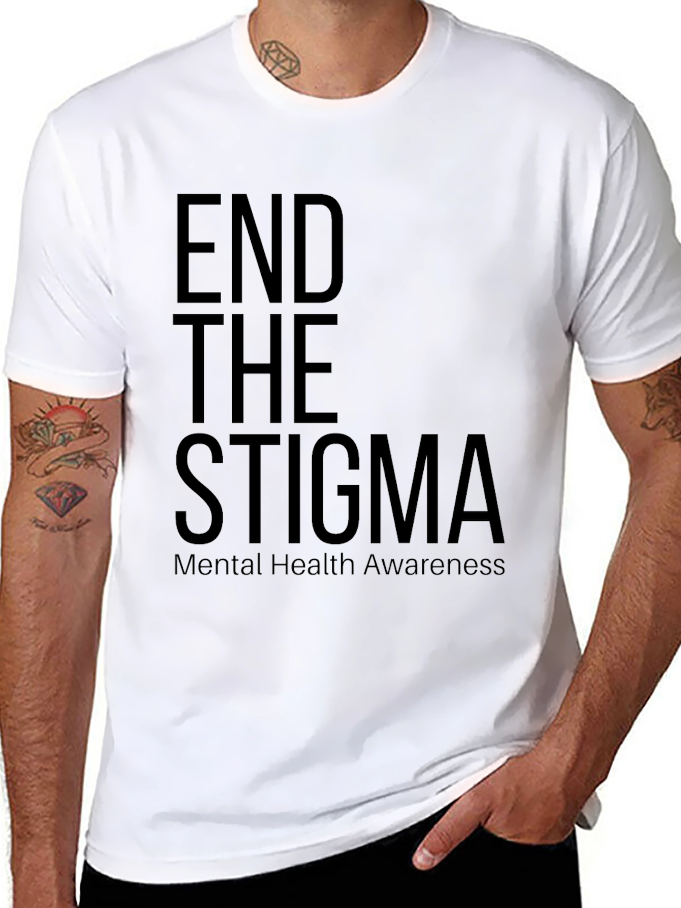 Black End the Stigma Mental Health Awareness T-Shirt view 8