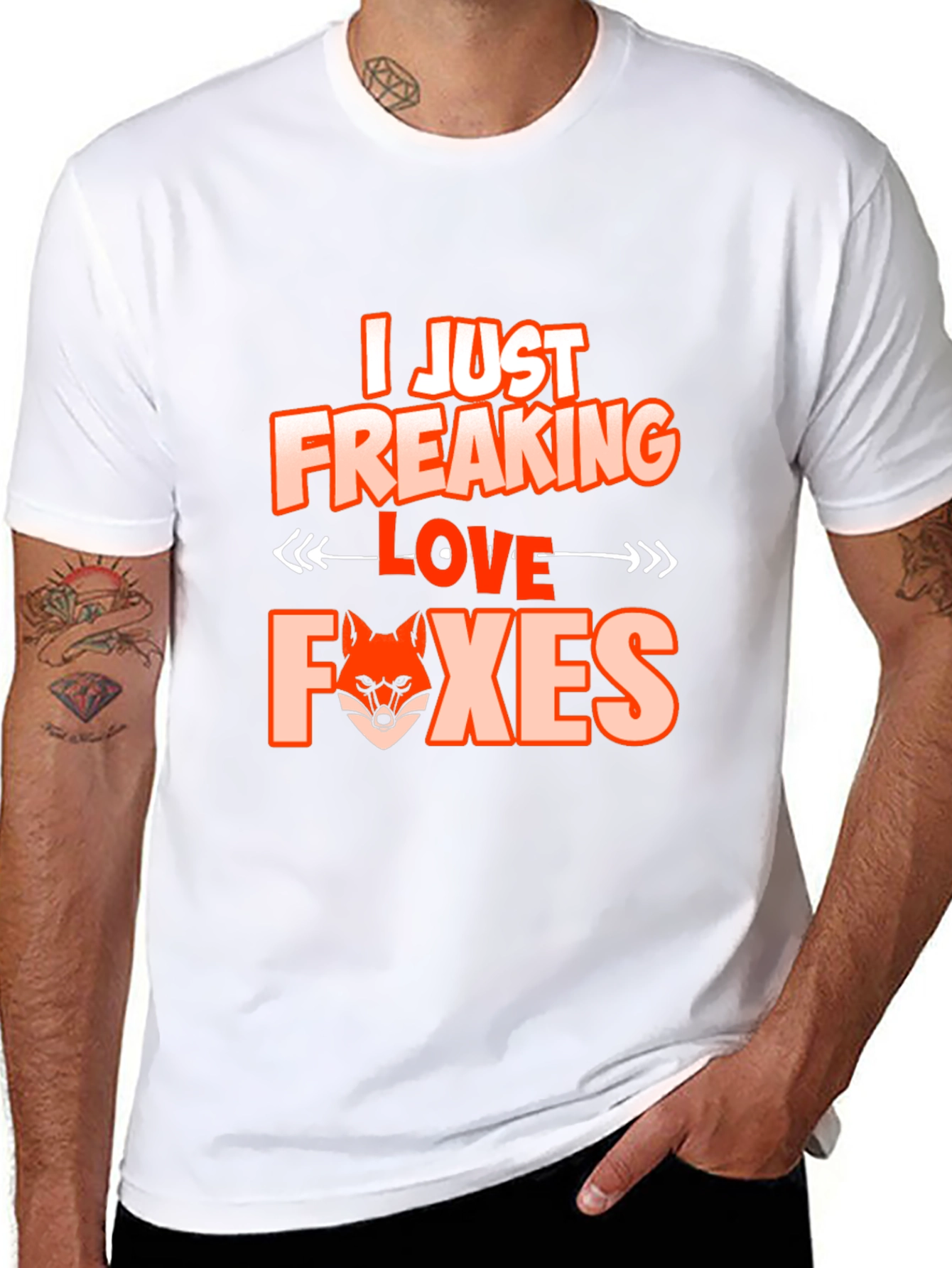 Black I Love Foxes Graphic Tee - Unique Fox Lover T-Shirt view 8