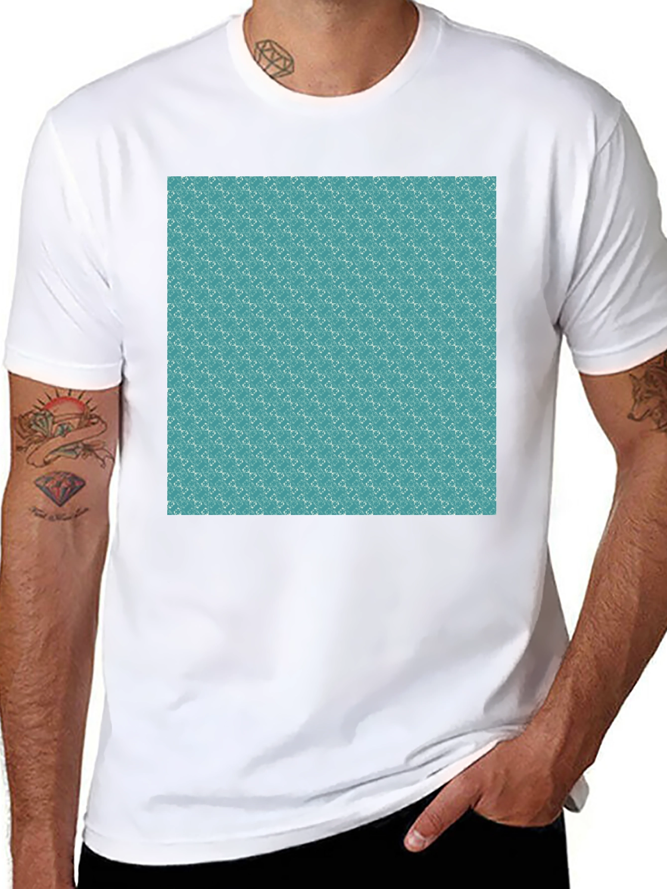 Black Patterned Teal T-Shirt view 8