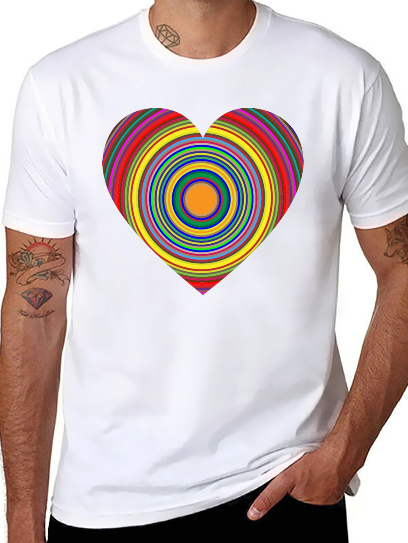 Black Rainbow Heart Graphic Black Tee view 8