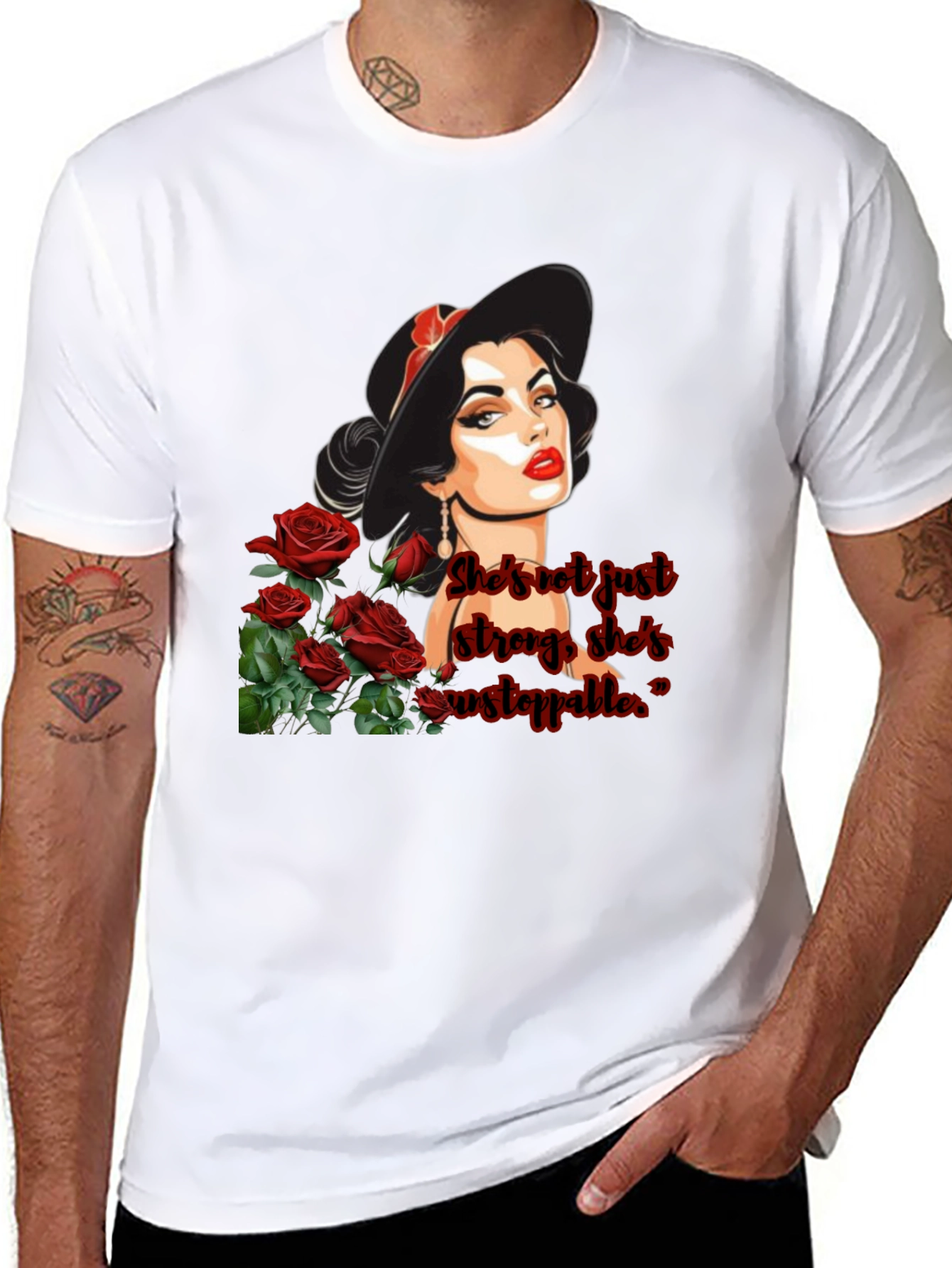 Black Woman & Roses Graphic Tee view 8