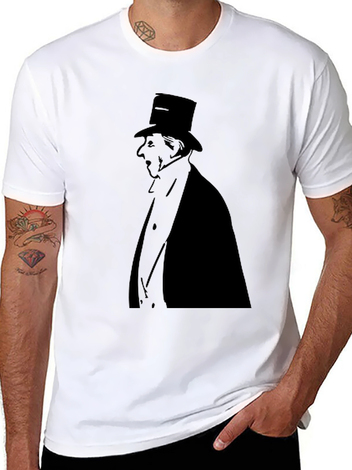 Black Gentleman Silhouette Black Tee view 8