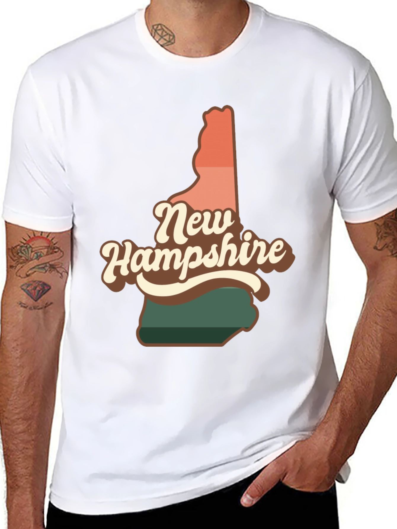 Black Retro New Hampshire State T-Shirt view 8
