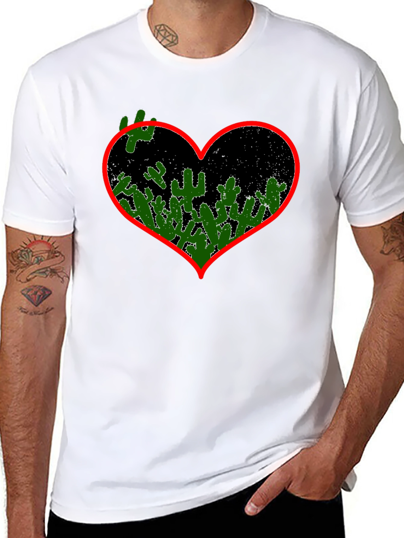 Black Cactus Heart Graphic Tee - Black view 8
