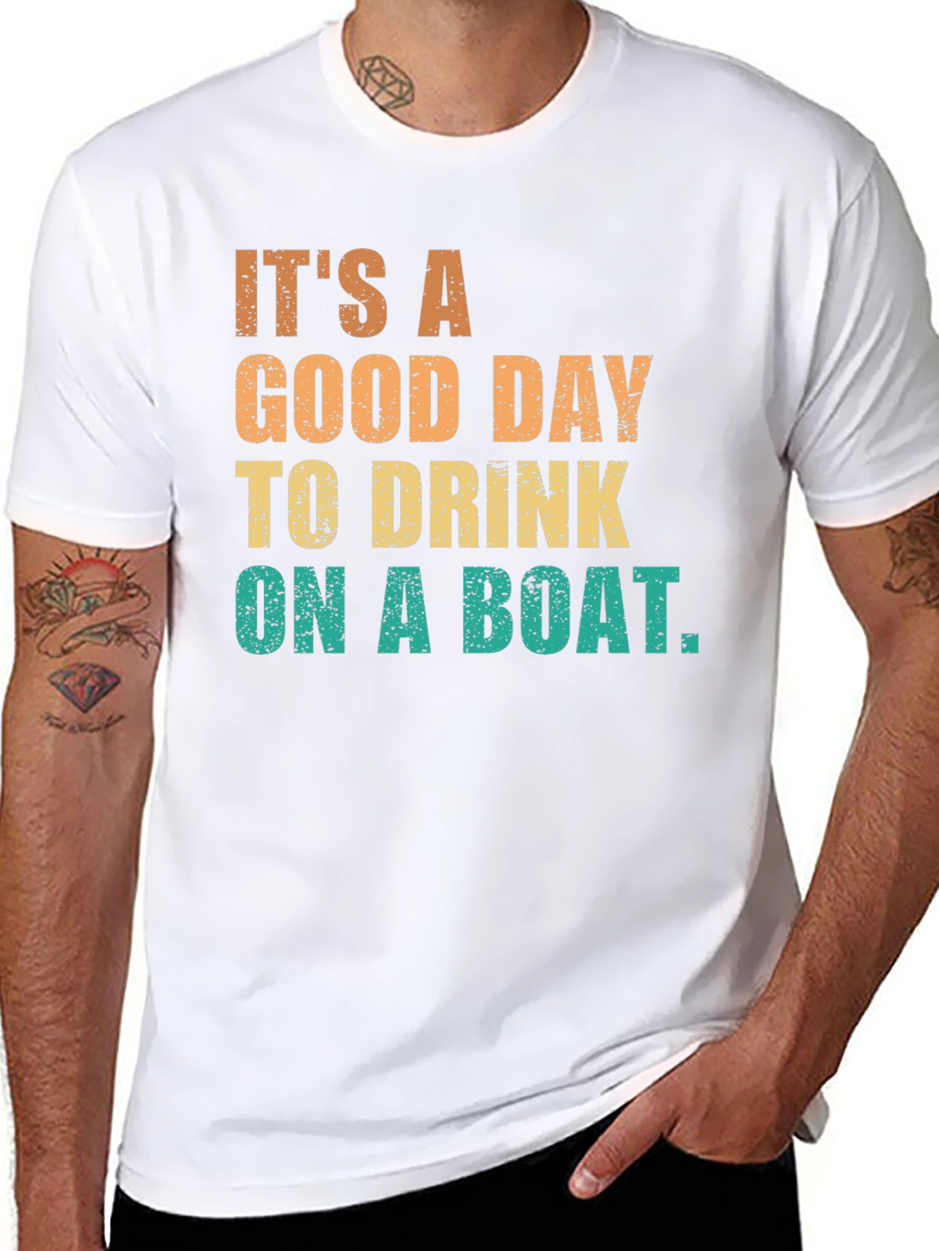 Black It's A Good Day To Drink On A Boat Graphic T-Shirt view 8