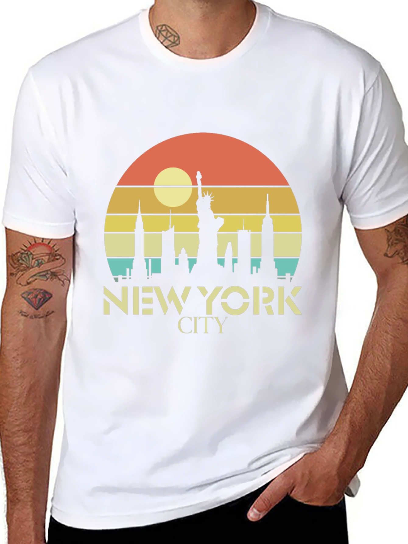 Black New York City Retro Style T-Shirt view 8