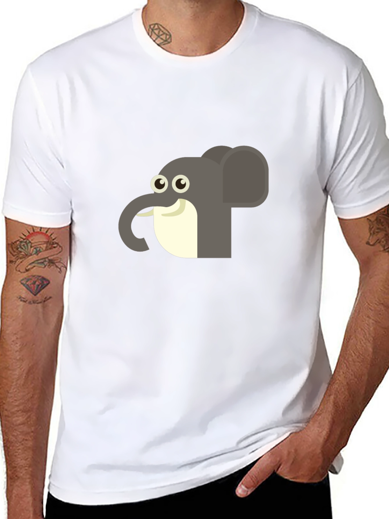 Black Elephant Graphic Tee - Casual Black T-Shirt view 8