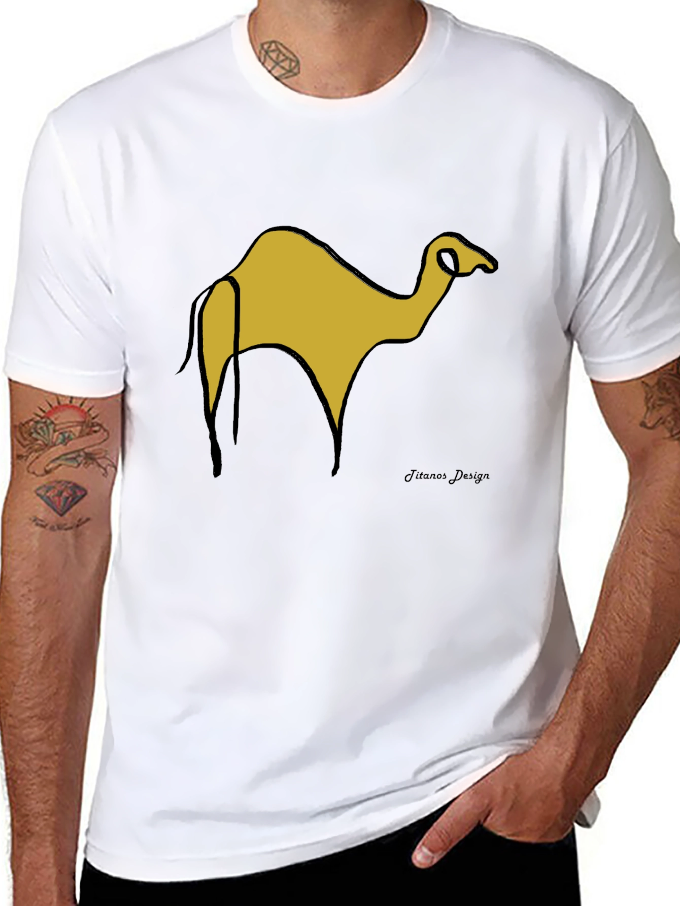 Black Black T-Shirt with Camel Graphic view 8