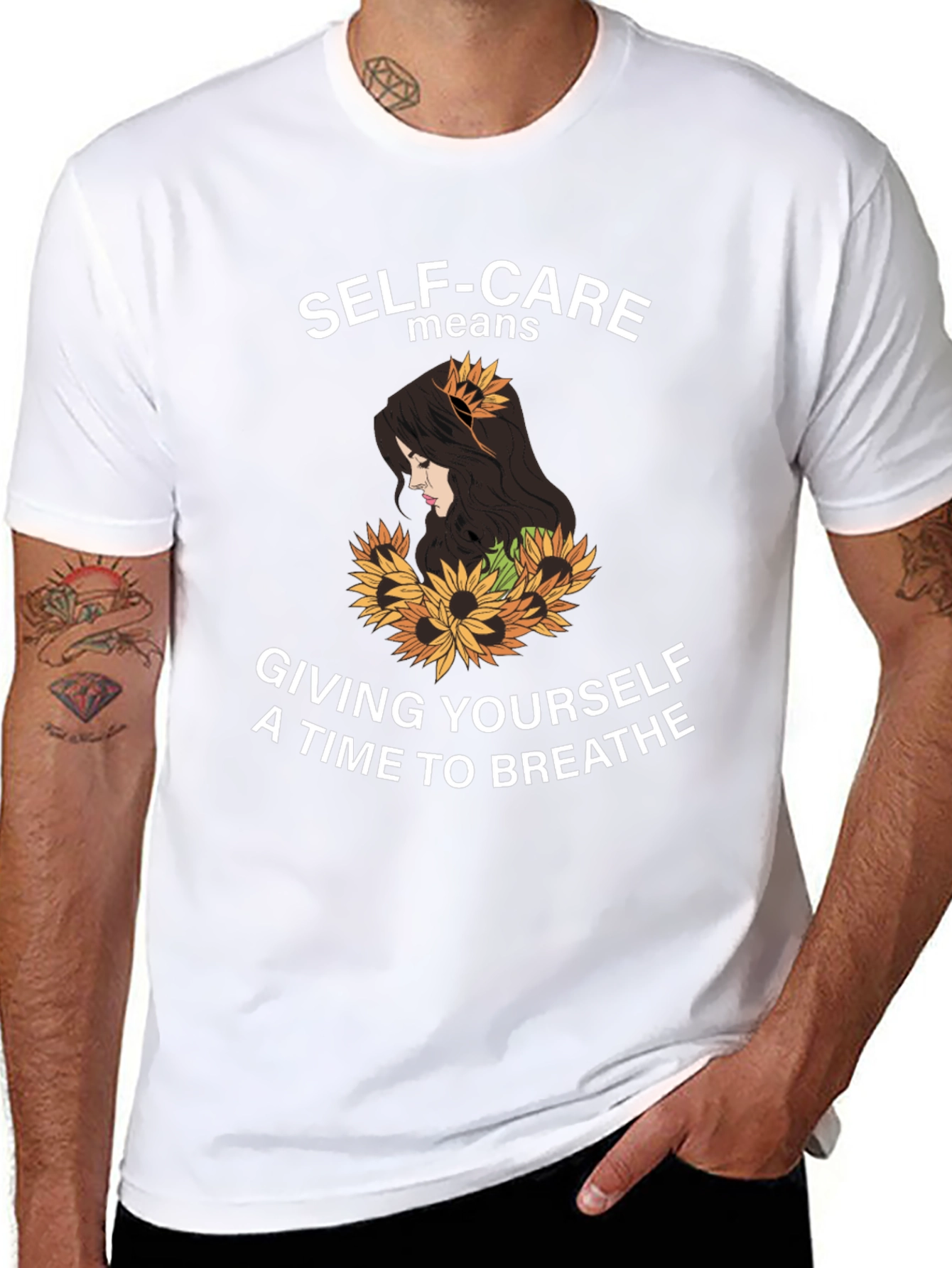 Black Self-Care Sunflower Graphic Tee - Black view 8