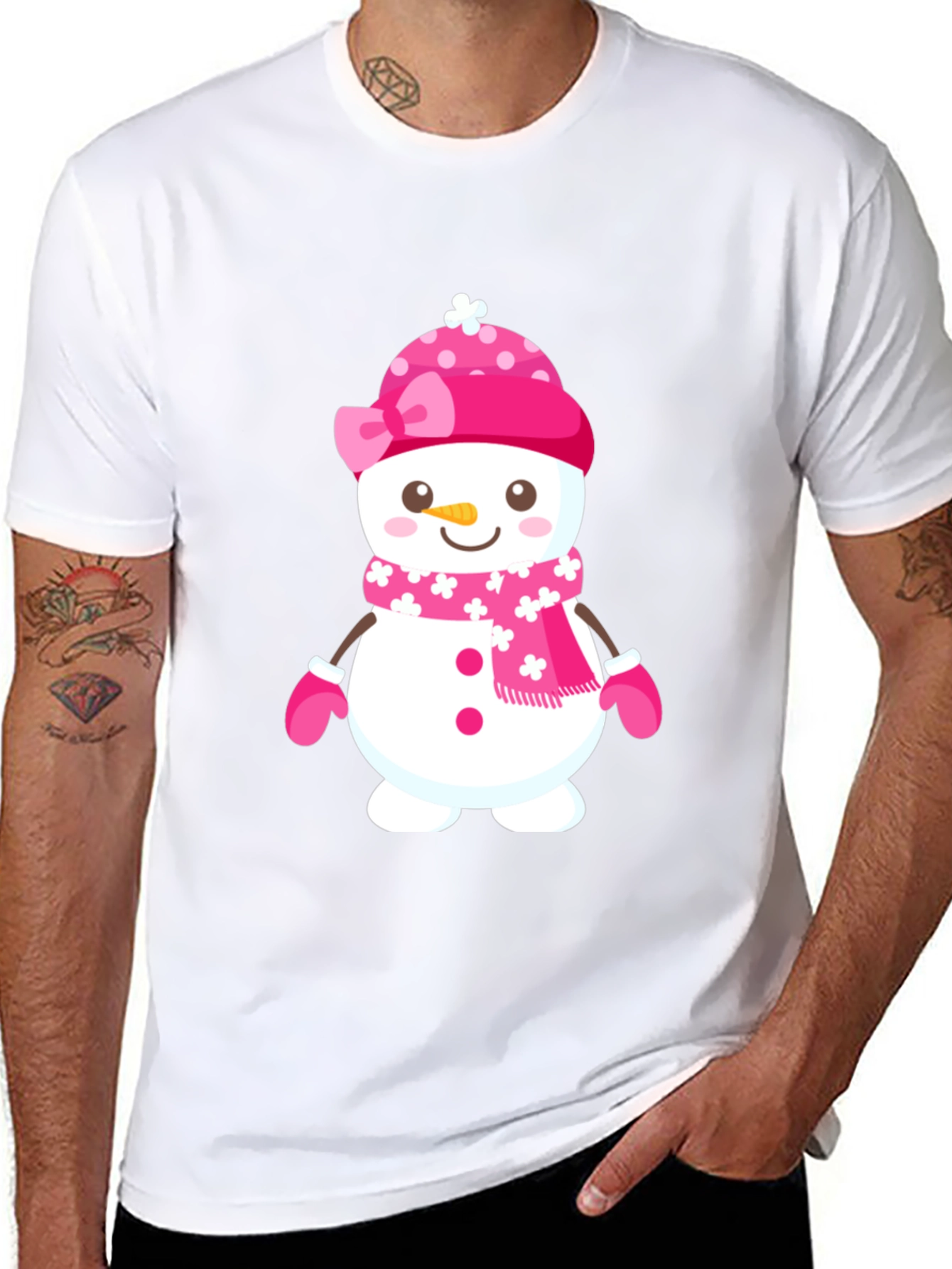 Black Festive Snowman Graphic T-Shirt view 8
