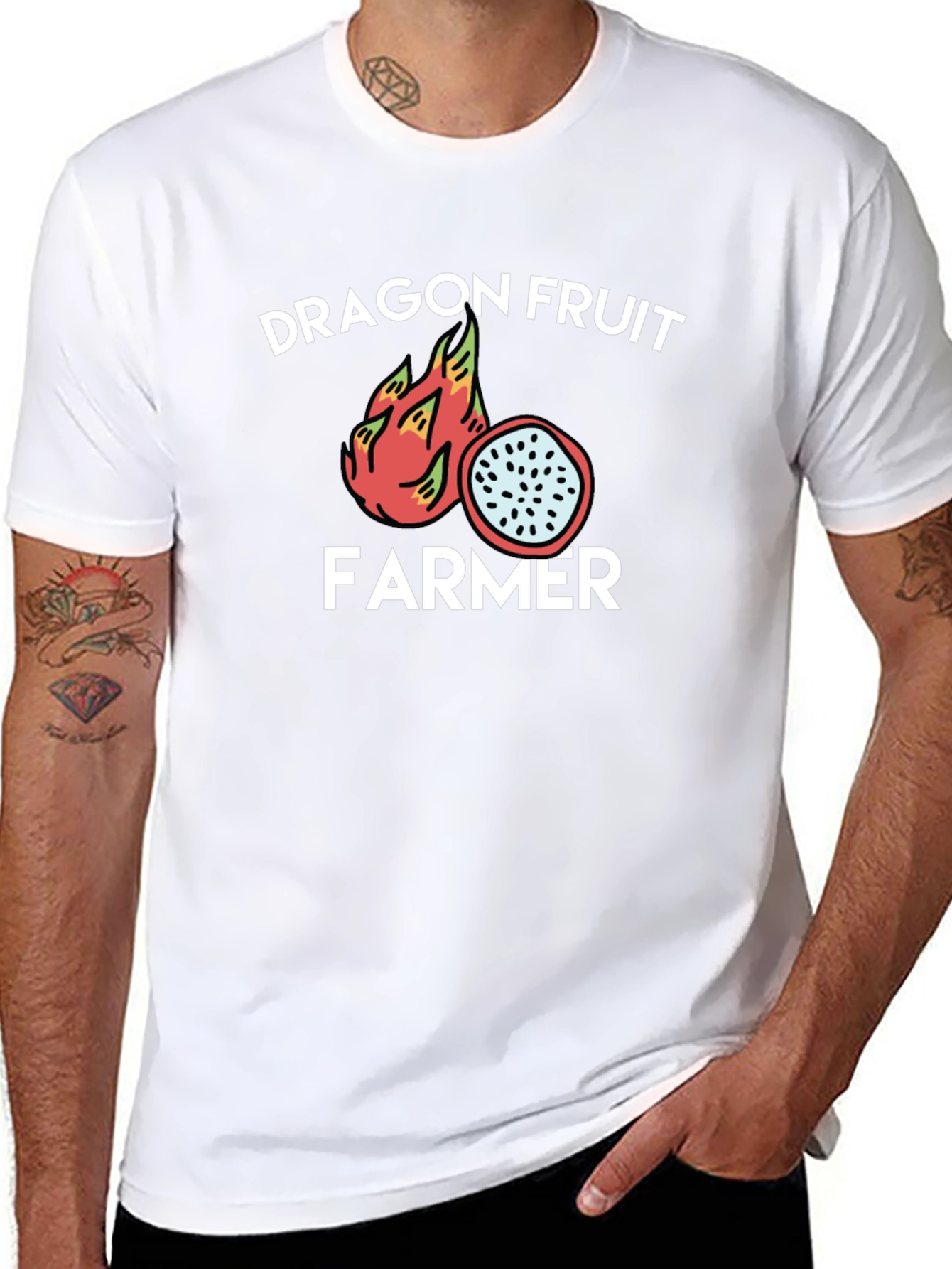 Black Dragon Fruit Farmer Graphic Tee - Black Cotton T-Shirt view 8