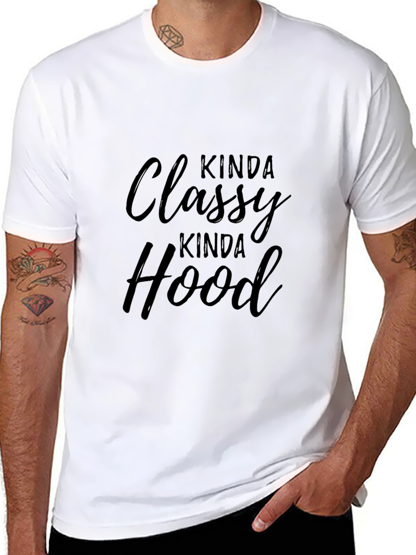 Black Kinda Classy Kinda Hood Graphic Tee view 8