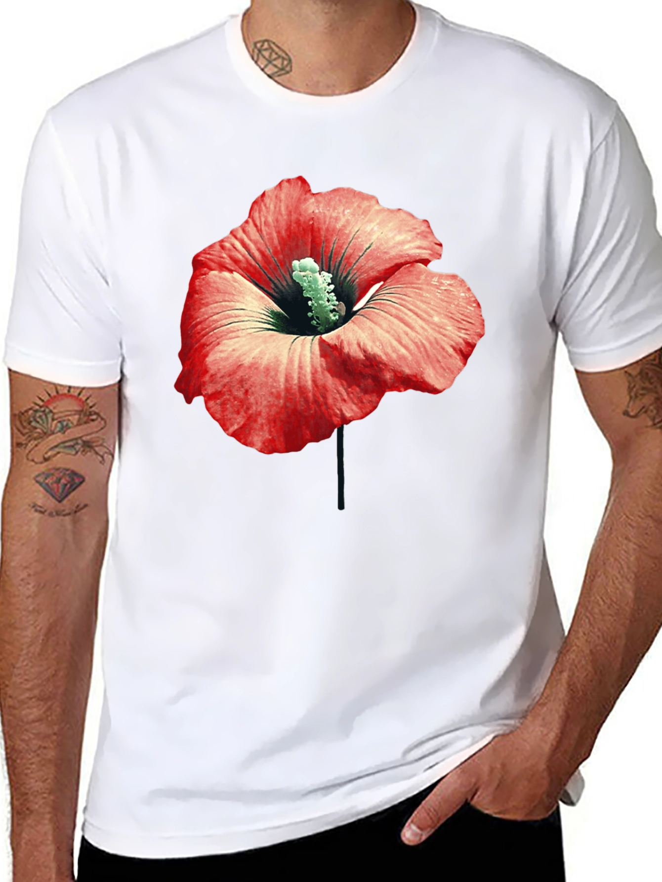 Black Floral Graphic Print T-Shirt view 8