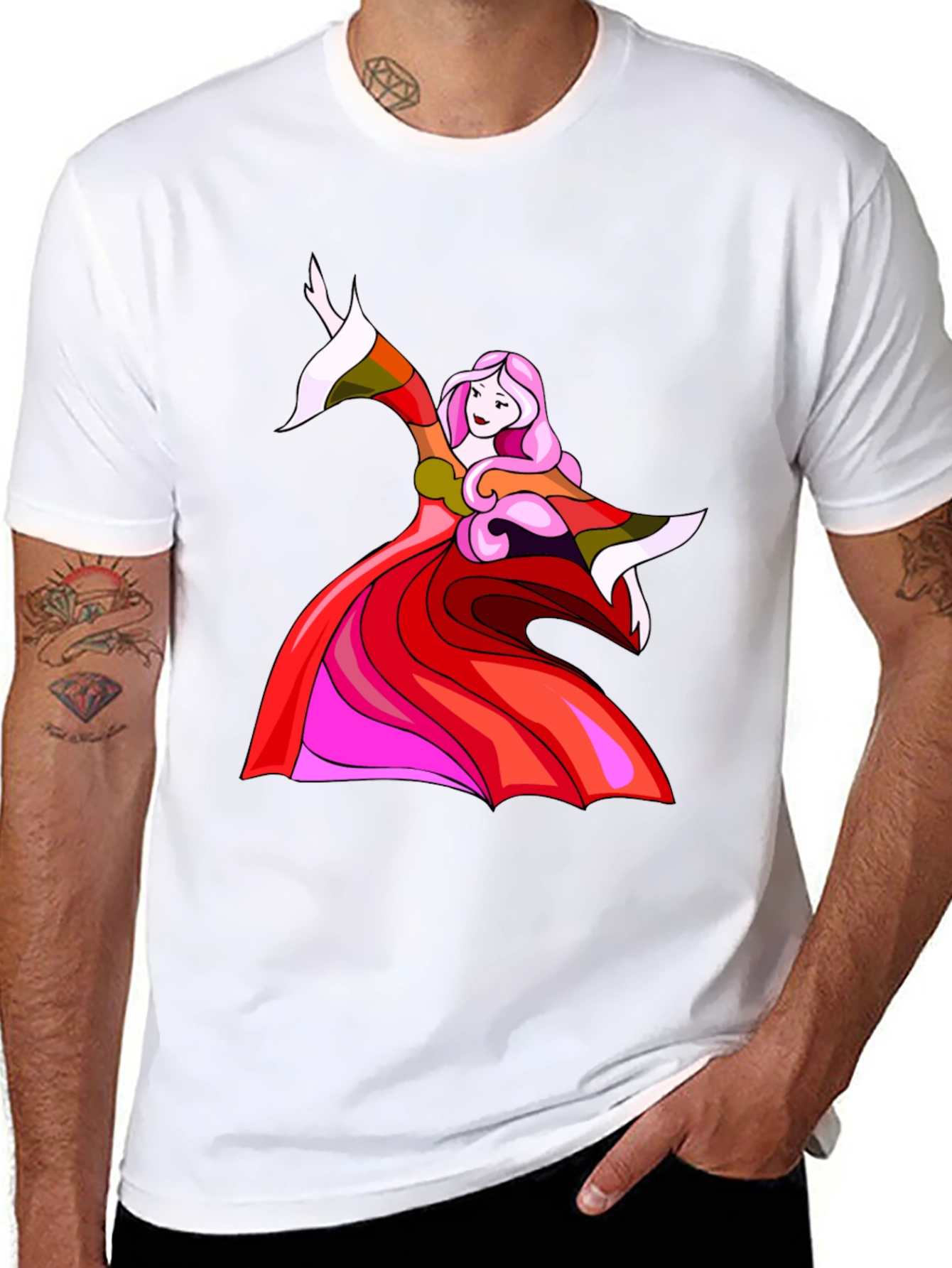 Black Whimsical Woman Graphic Tee - Black view 8