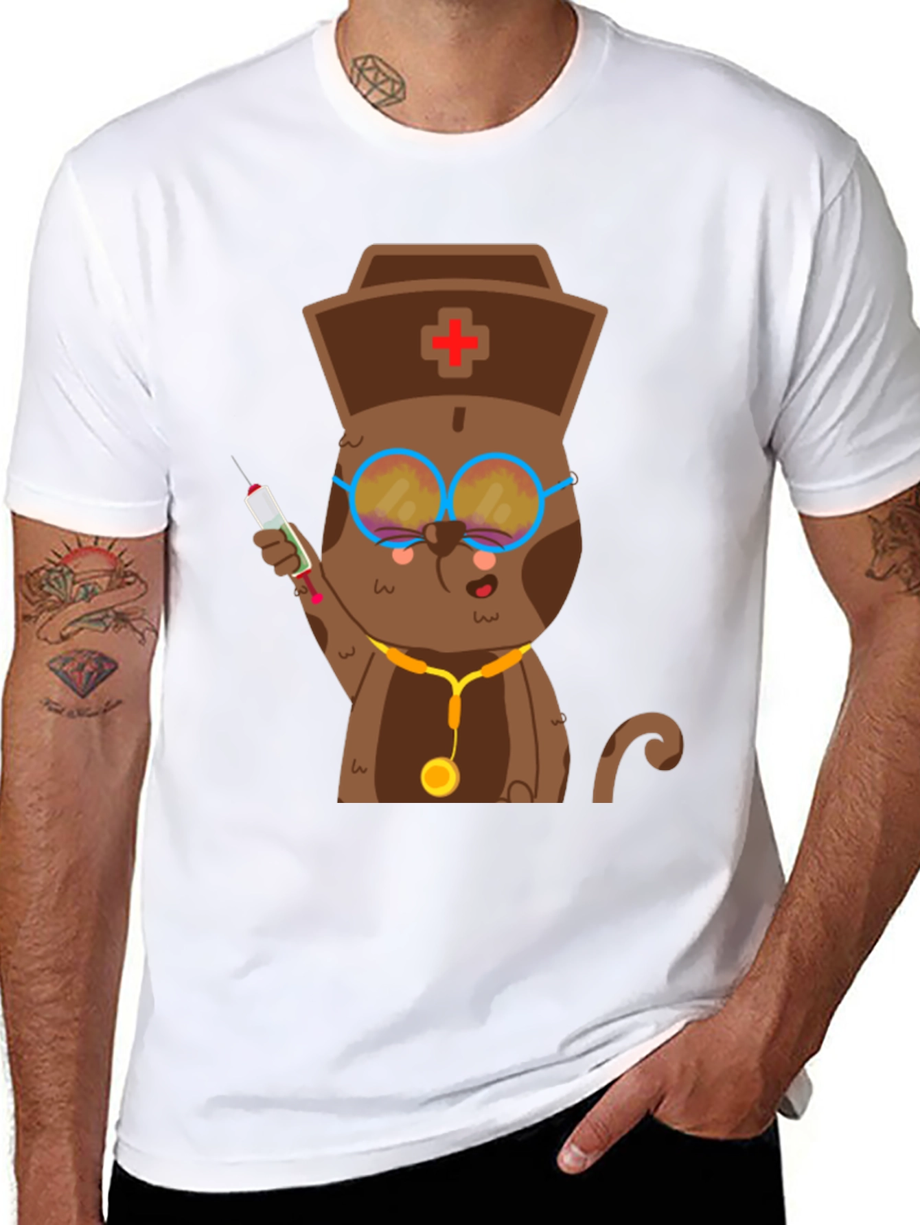 Black Cat Nurse T-Shirt - Funny Animal Tee view 8