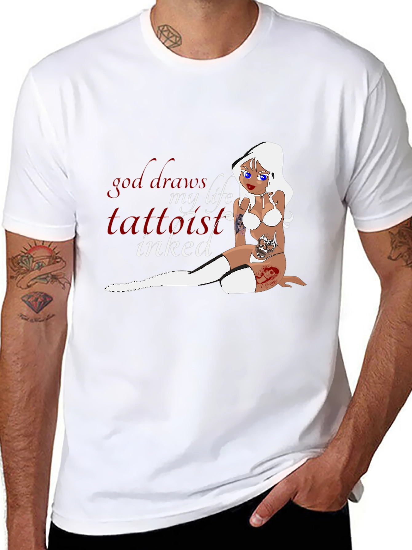 Black Tattooed Life T-Shirt - Inked Cartoon Girl view 8
