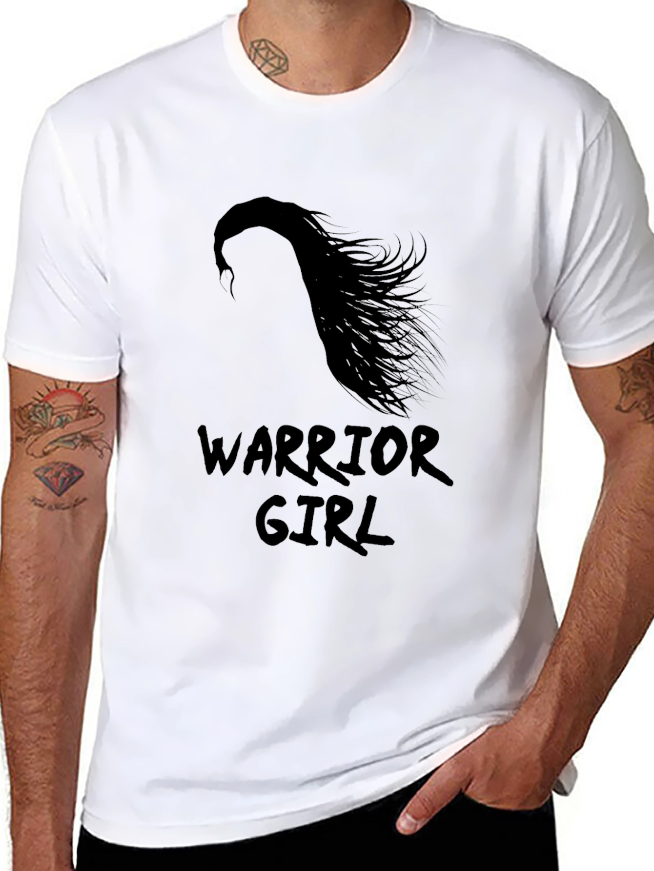 Black Warrior Girl Black Graphic T-Shirt view 8