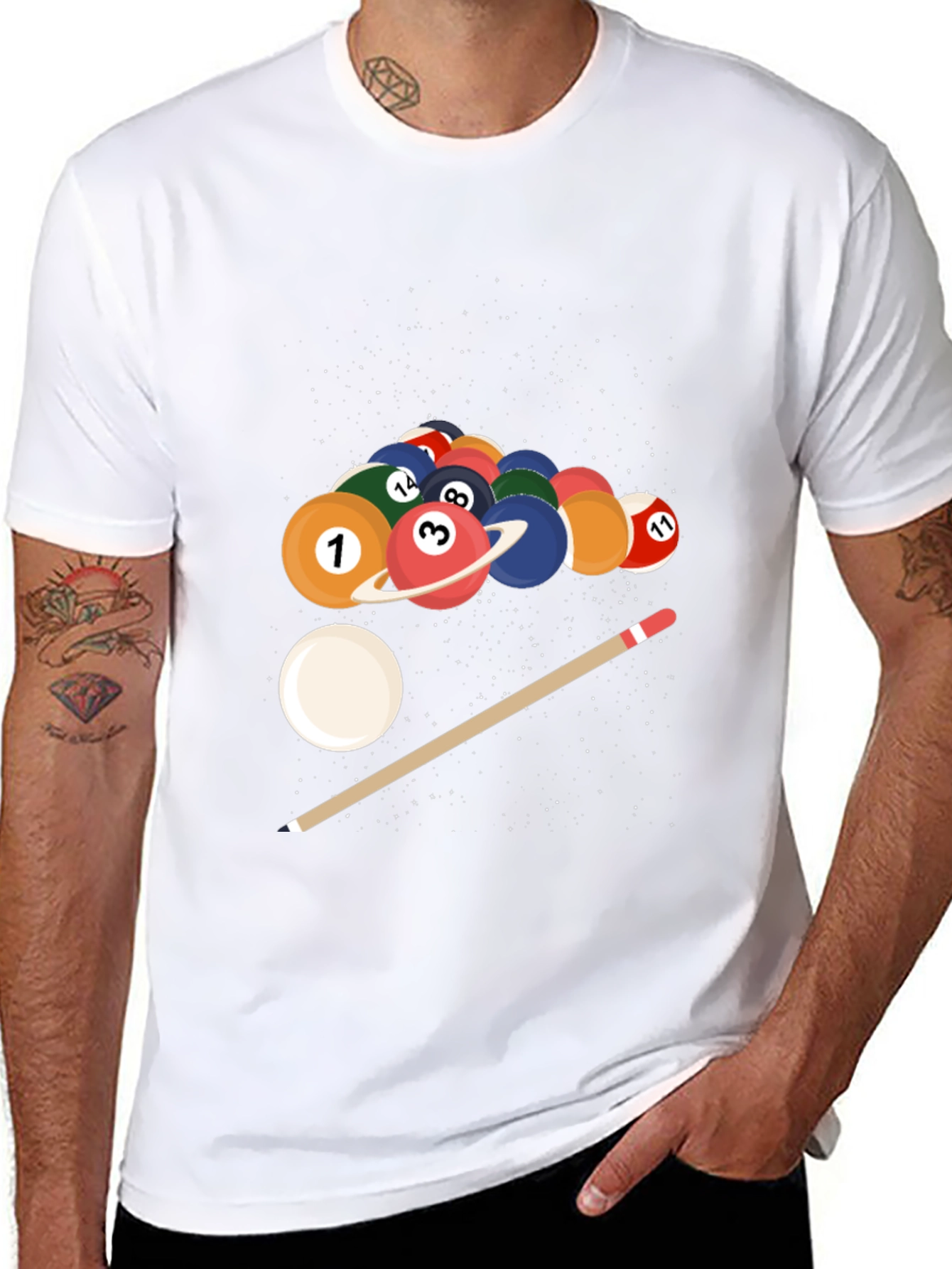 Black Cosmic Pool Ball Graphic Tee - Black view 8