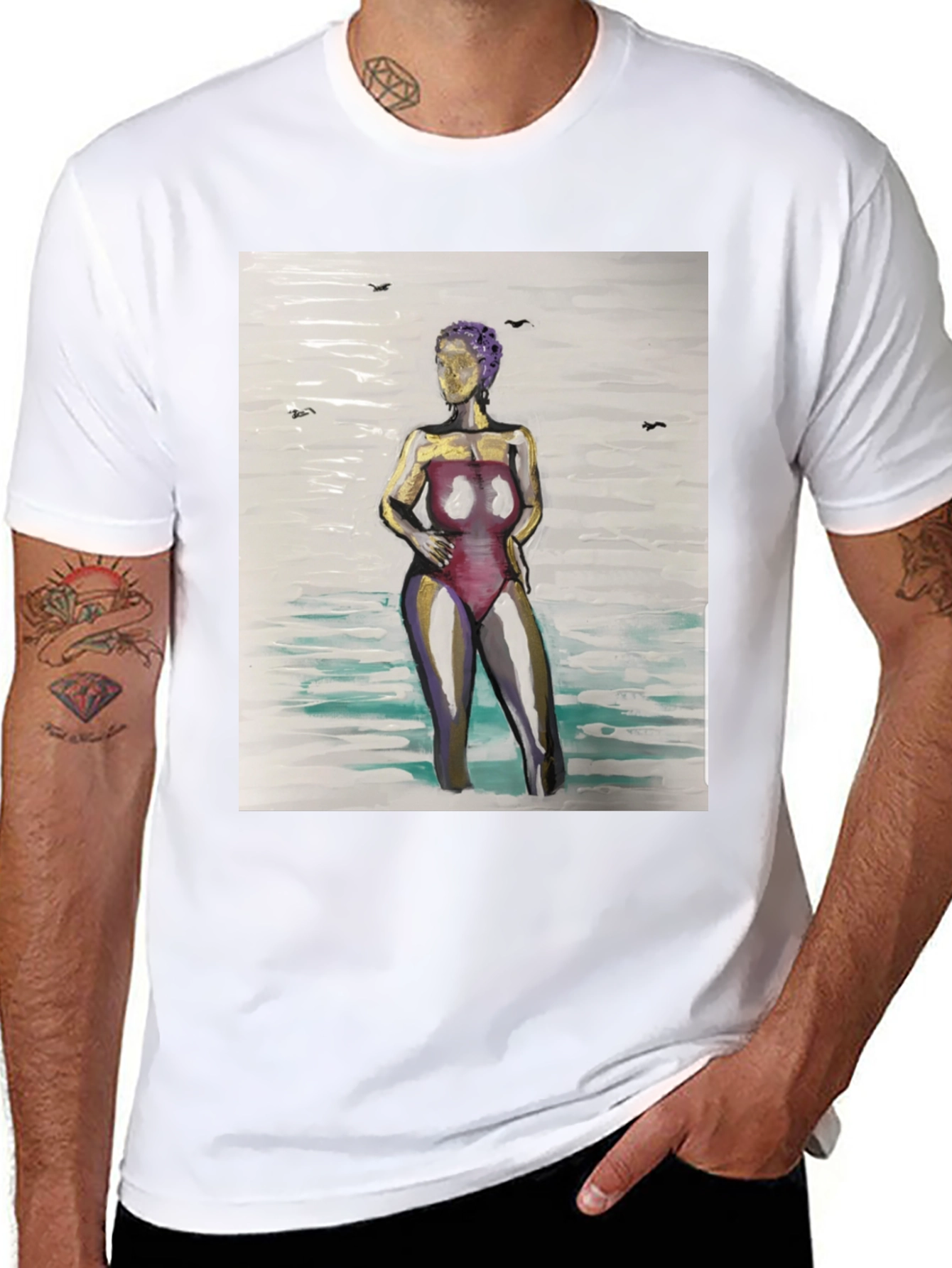 Black Unique Woman in Water Graphic Tee - Black view 8