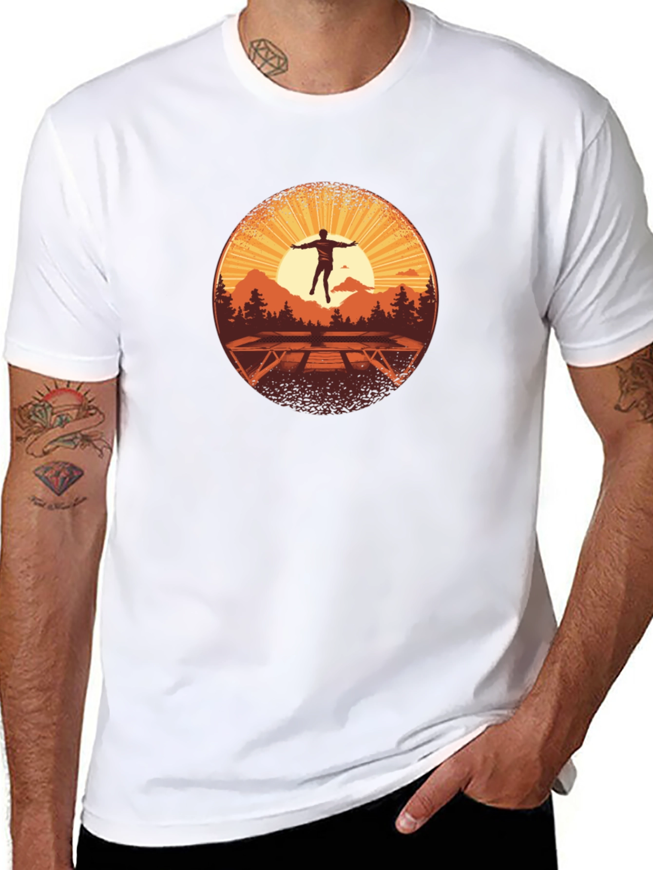 Black Sunrise Trampoline T-Shirt - Nature Scene view 8