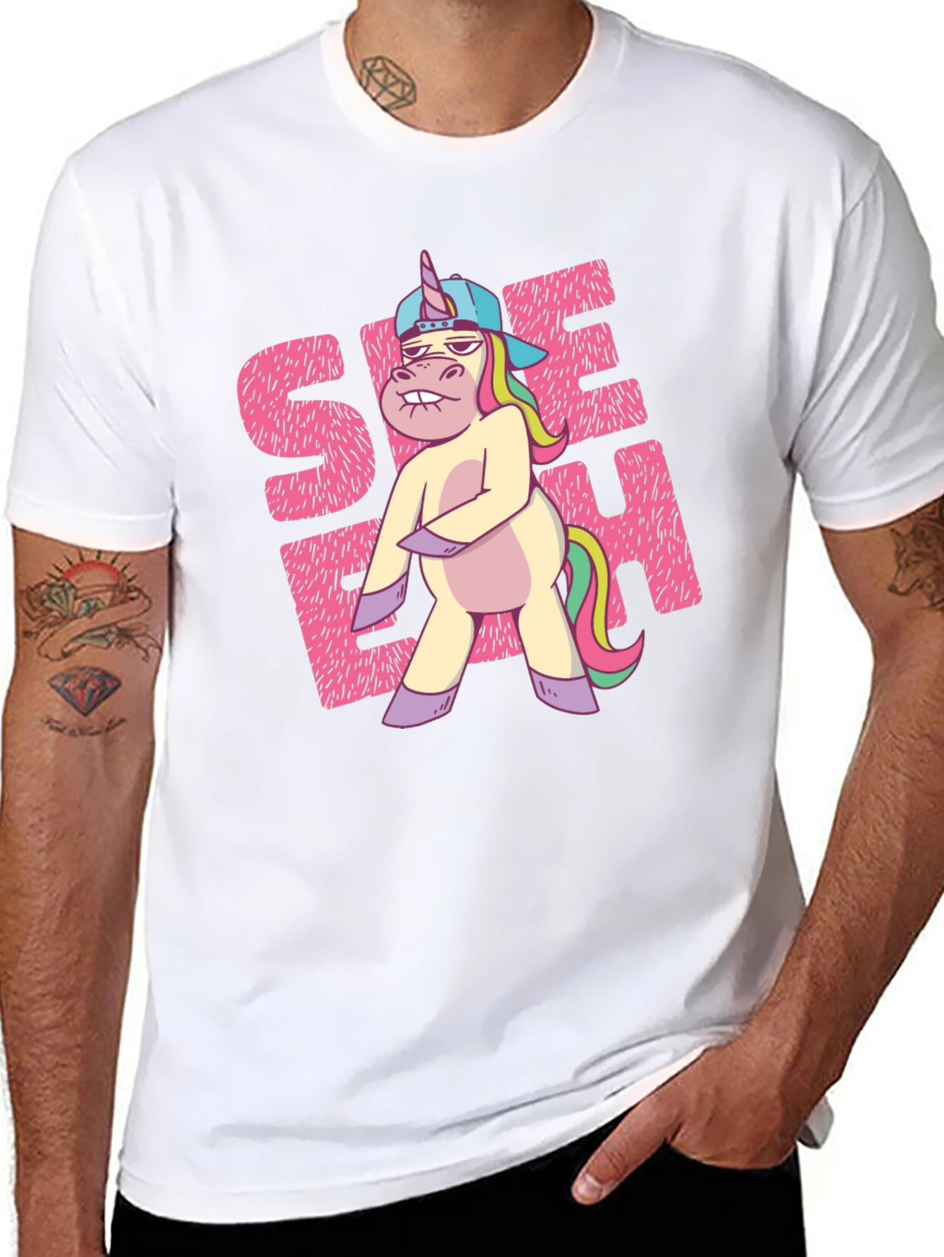Black Funny Unicorn Graphic T-Shirt view 8