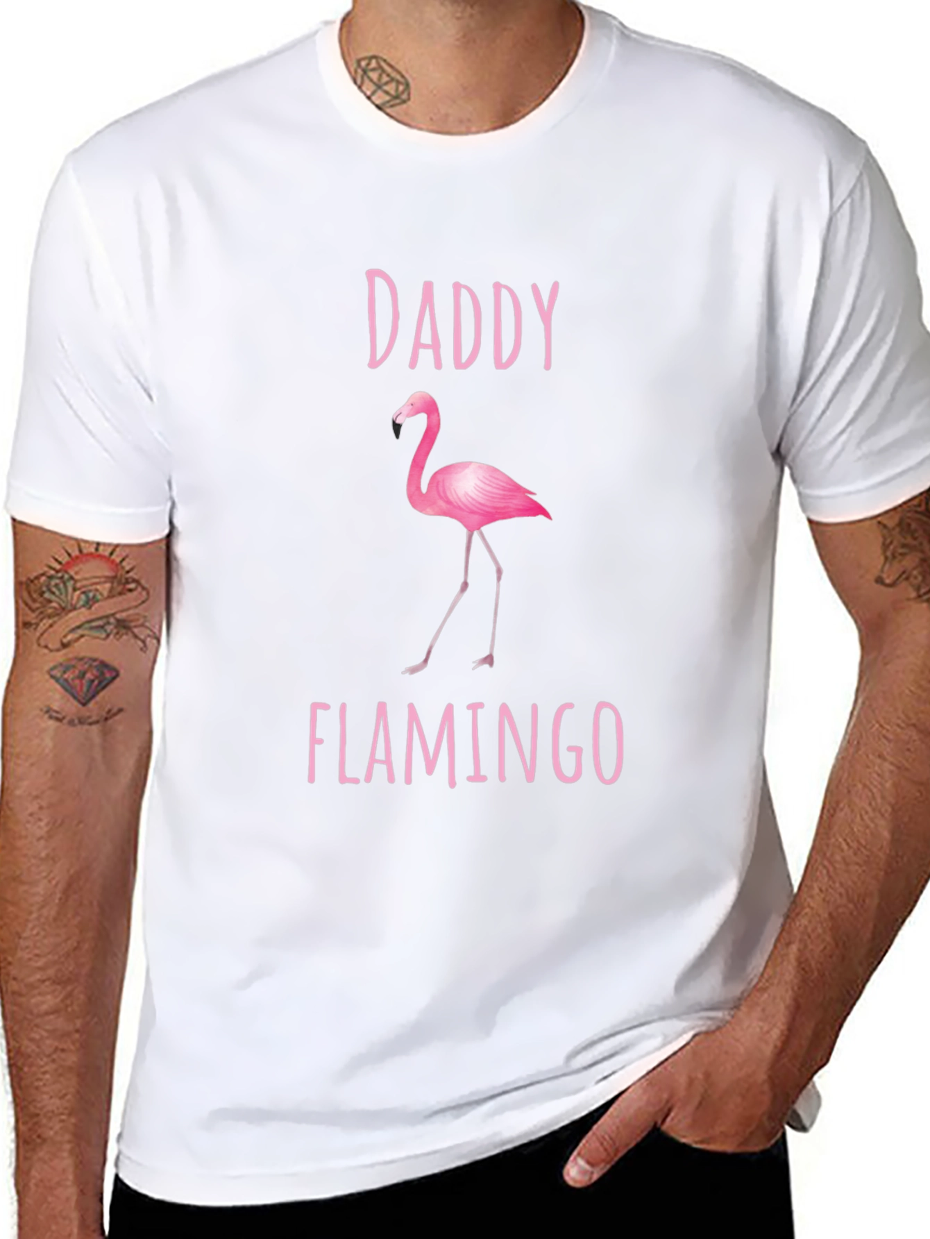 Black Daddy Flamingo Graphic Tee - Black Cotton Shirt view 8