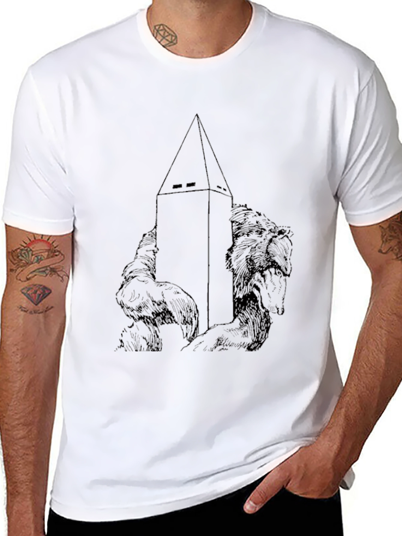 Black Tower and Wolves Graphic T-Shirt - Black view 8