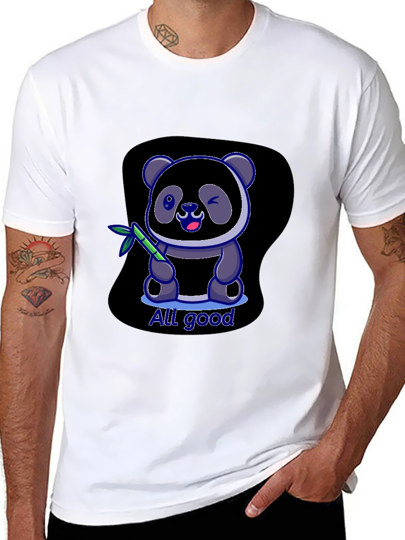 Black All Good Panda T-Shirt - Soft Cotton Blend view 8