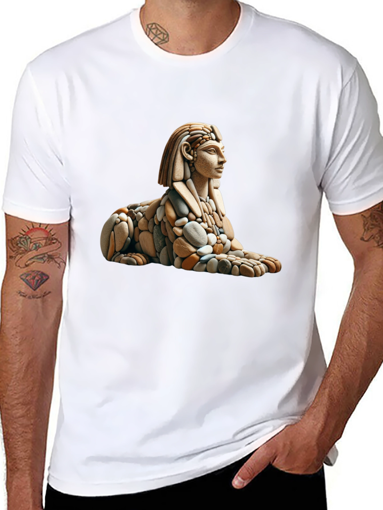 Black Sphinx Rock Art Graphic Tee view 8