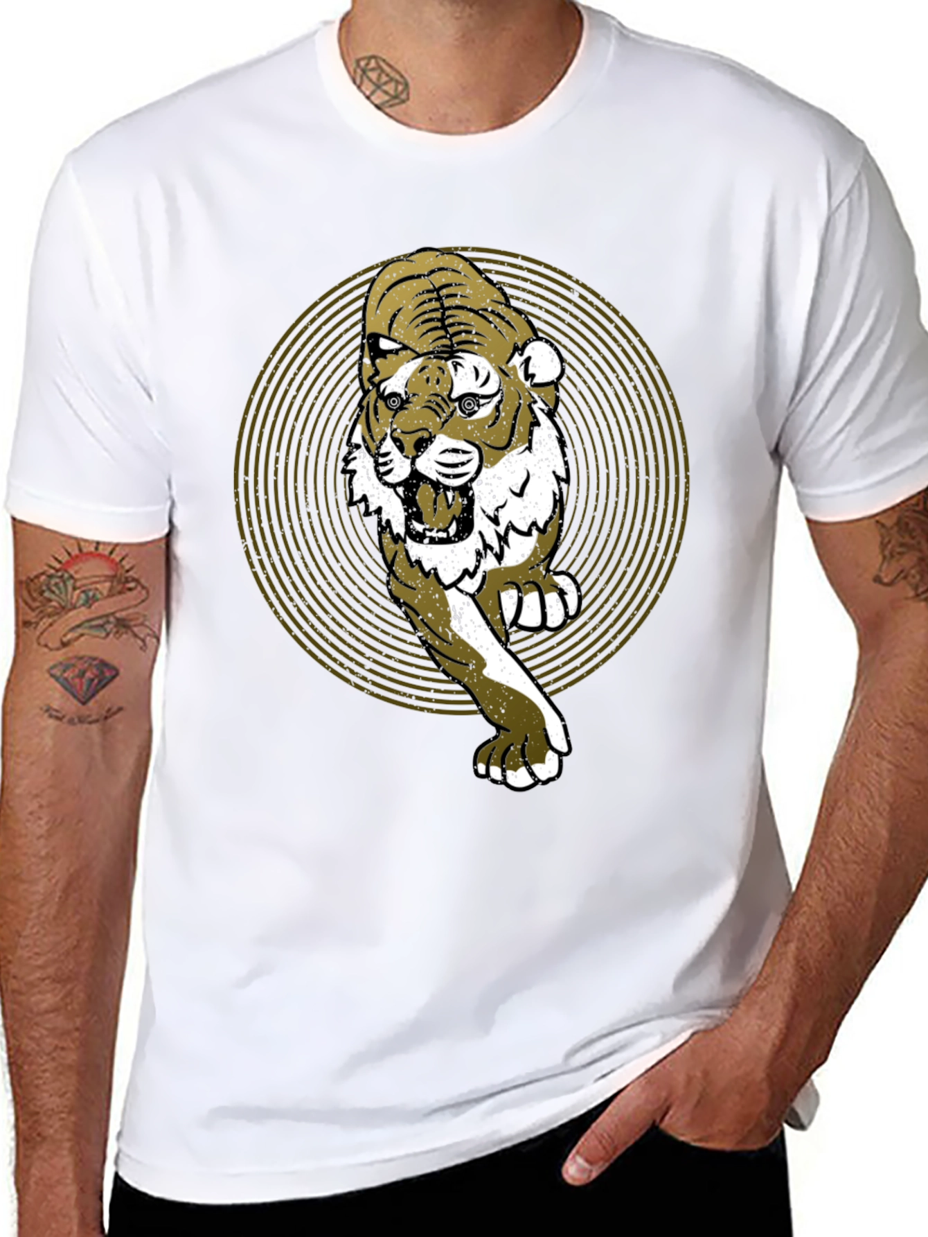Black Tiger Graphic Print Black T-Shirt view 8