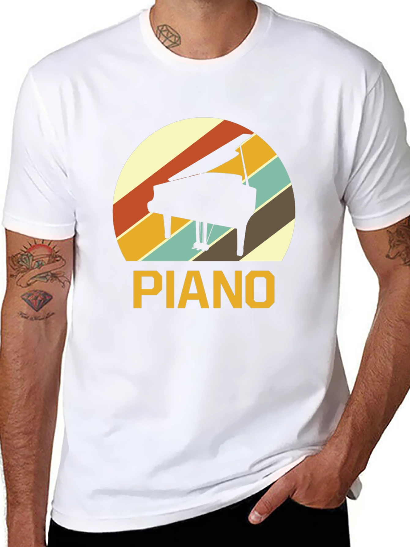 Black Retro Piano T-Shirt - Music Lover Tee view 8