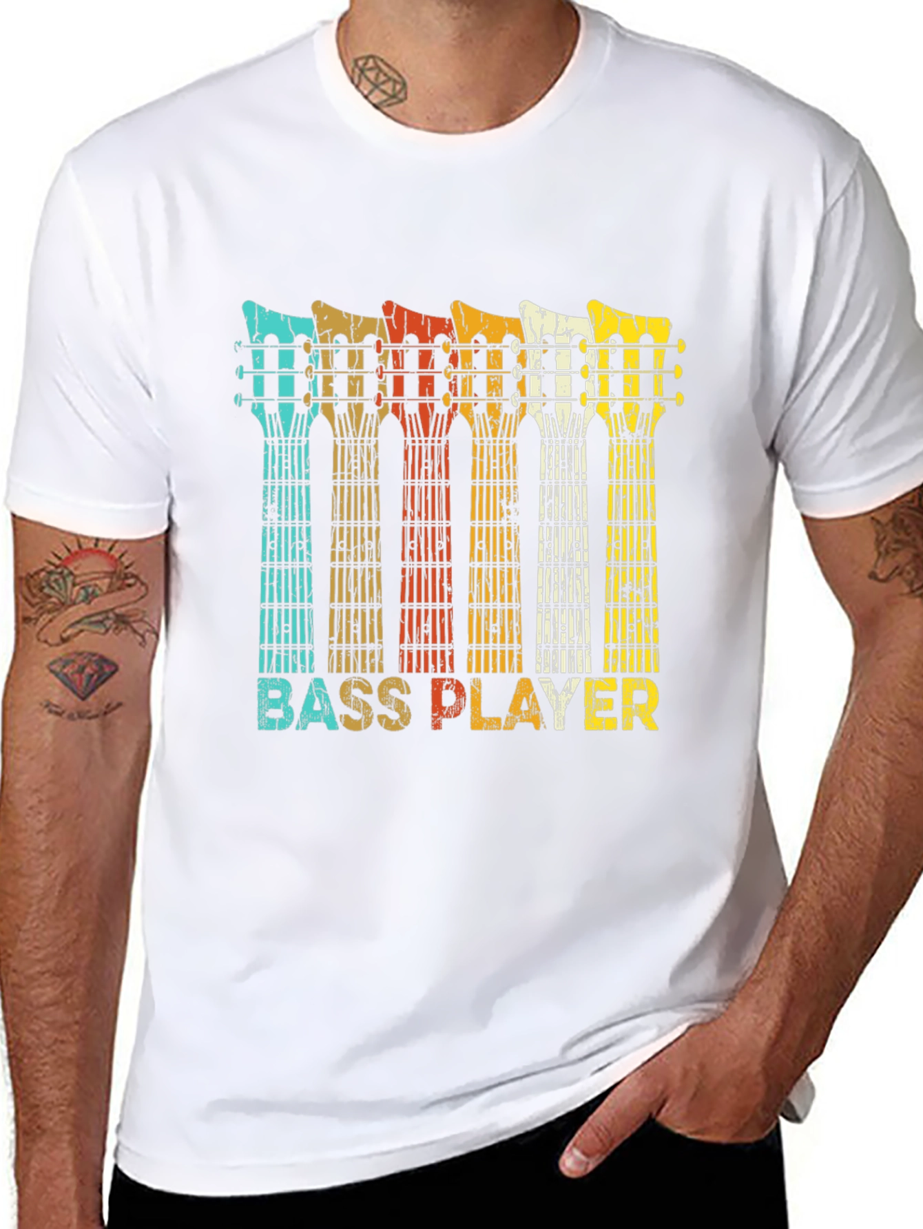 Black Bass Player Retro T-Shirt - Music Lover Tee view 8