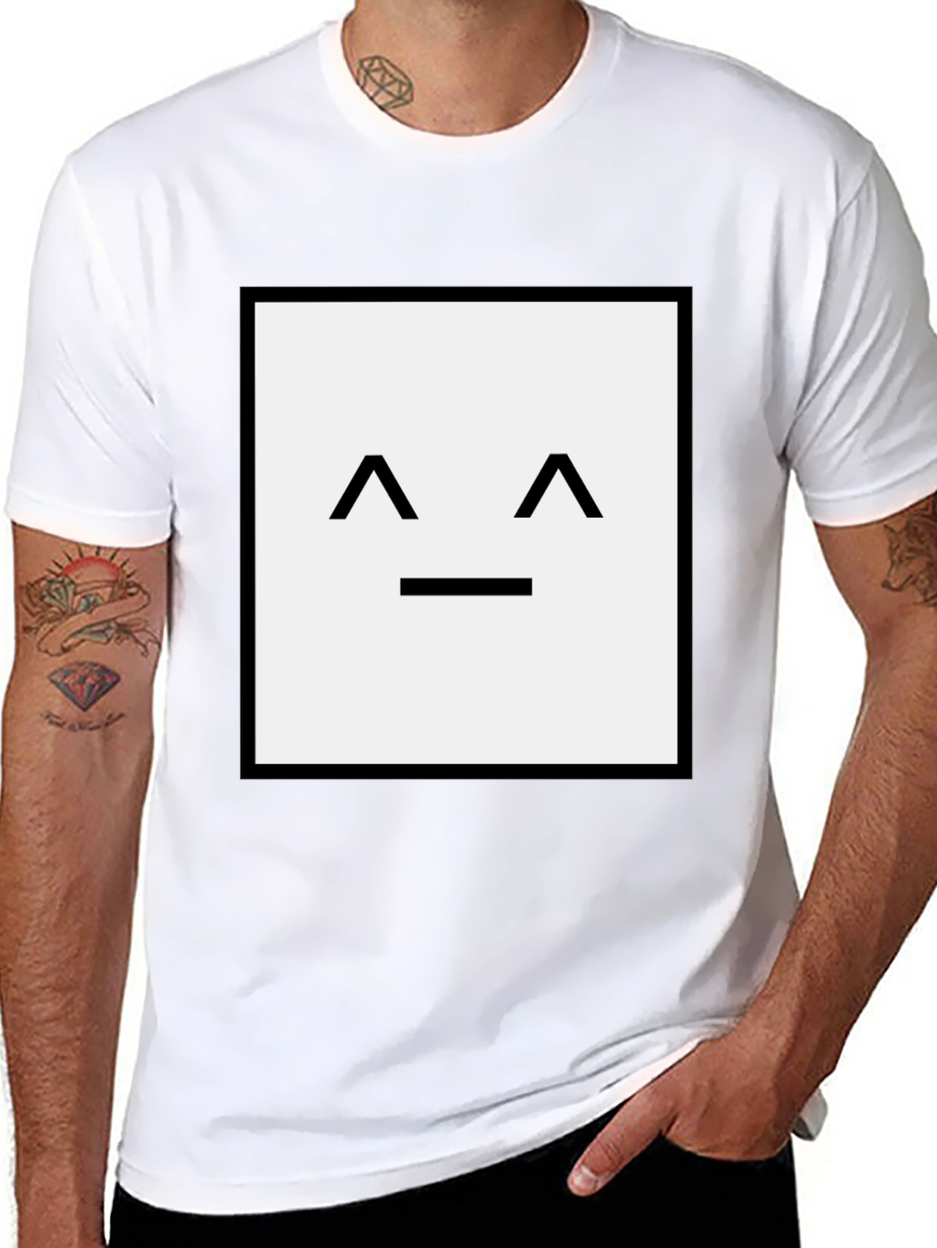 Black Minimalist Face Graphic Tee - Black Soft Cotton view 8