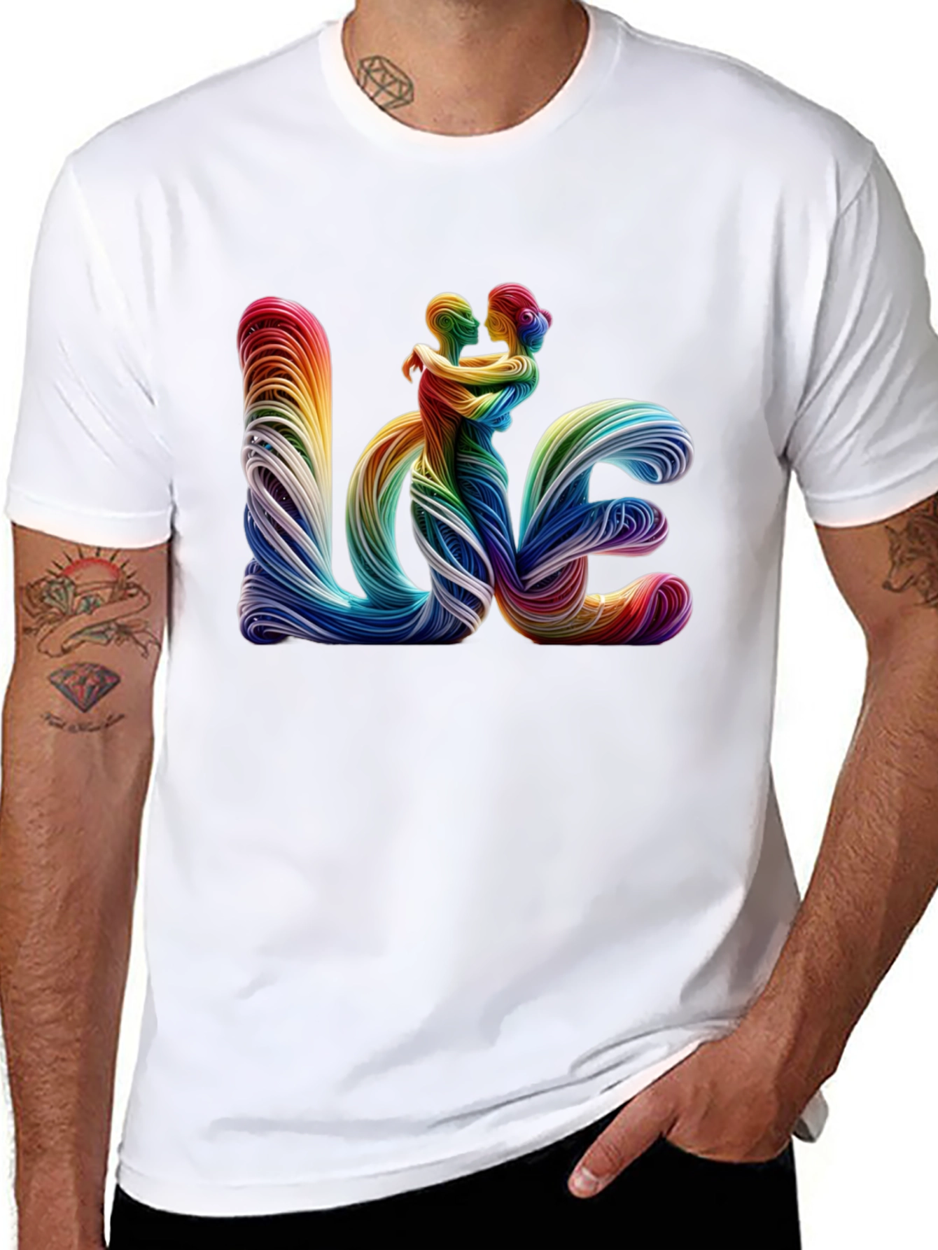 Black Rainbow LOVE Graphic Tee - LGBTQ Pride Shirt view 8