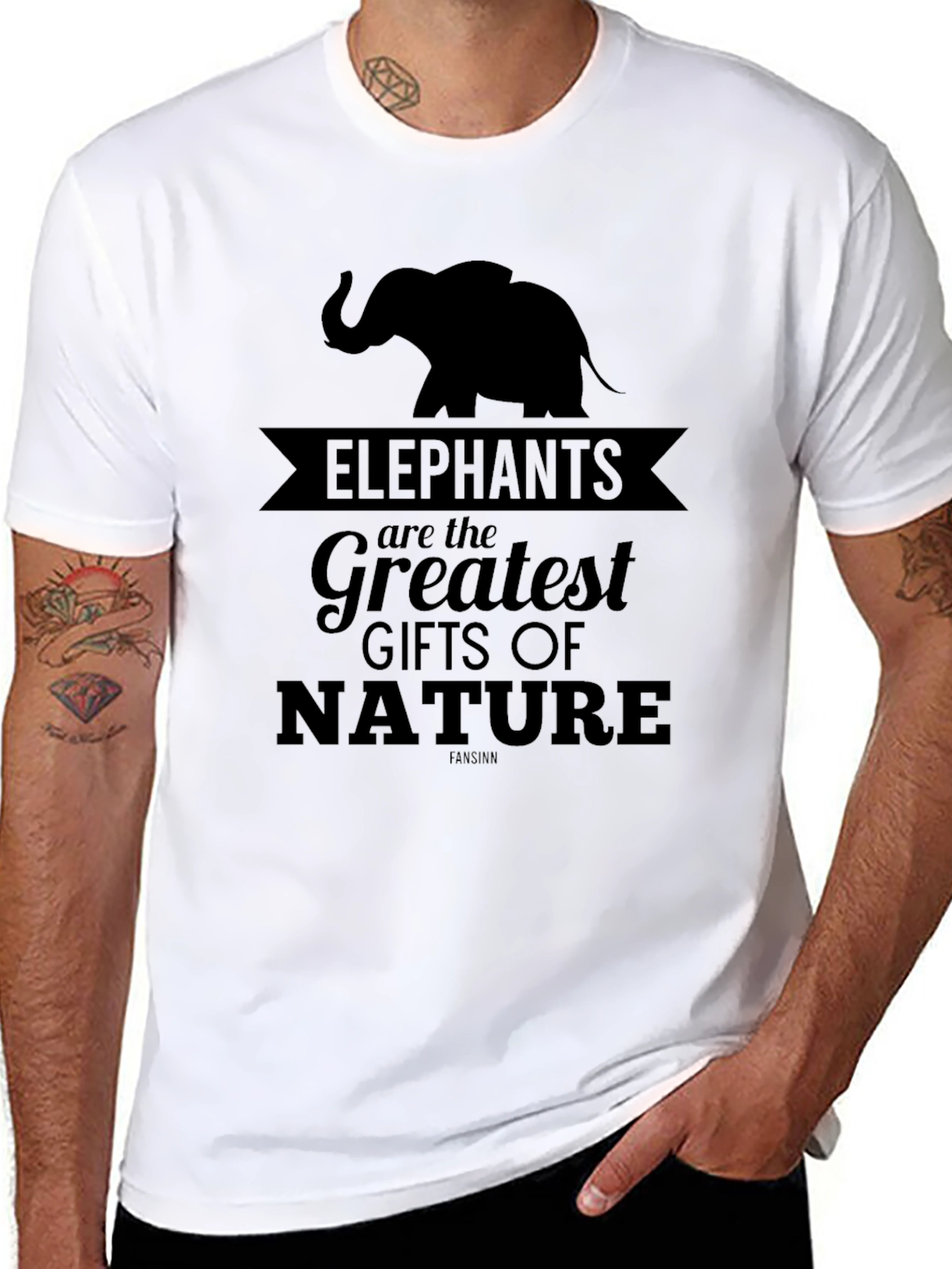 Black Elephant Nature Graphic Tee - Men's Black T-Shirt view 8
