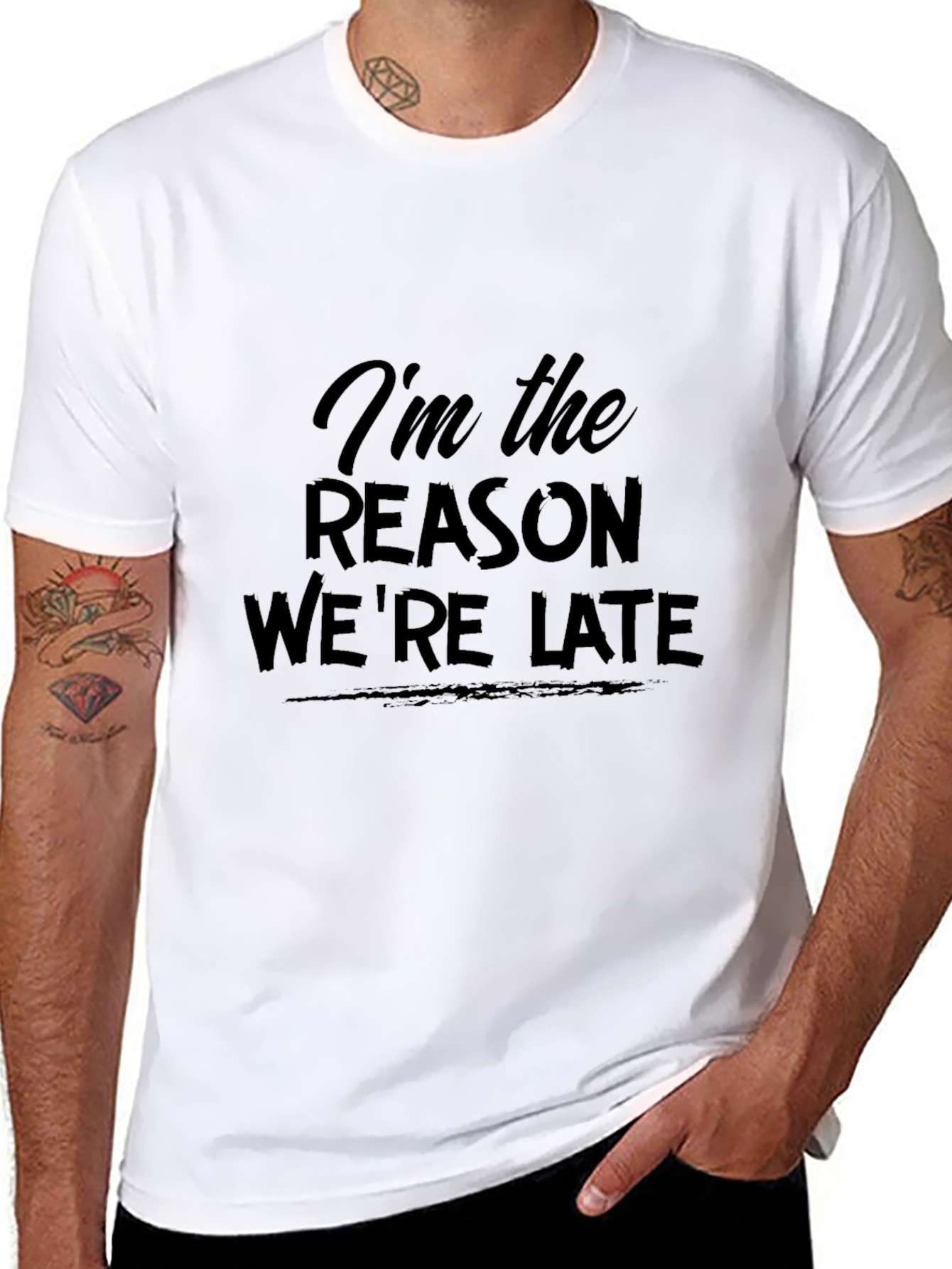 Black I'm the Reason We're Late Graphic Tee view 8