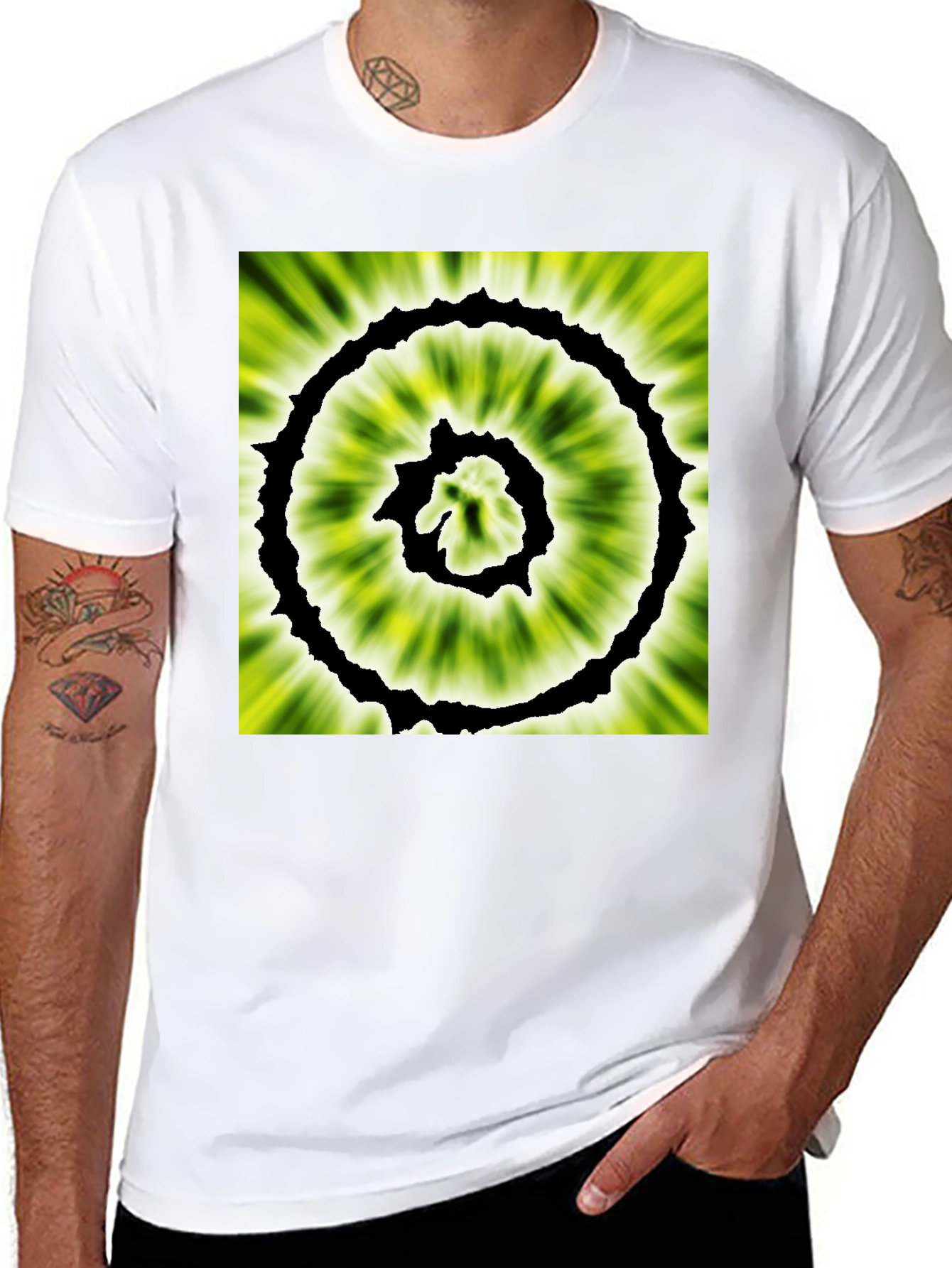 Black Abstract Spiral Graphic Black T-Shirt view 8