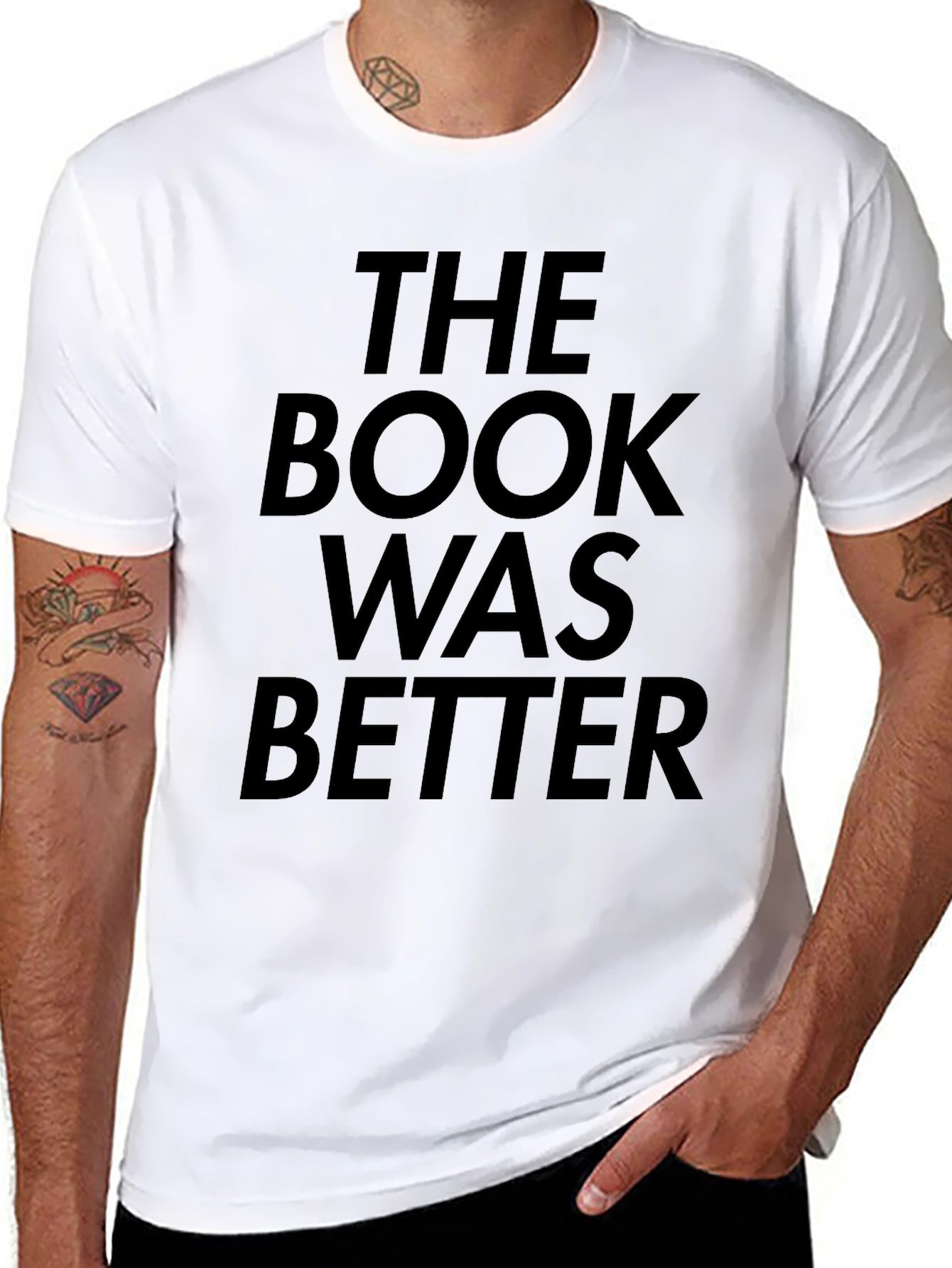 Black The Book Was Better T-Shirt - Black Novelty Tee view 8