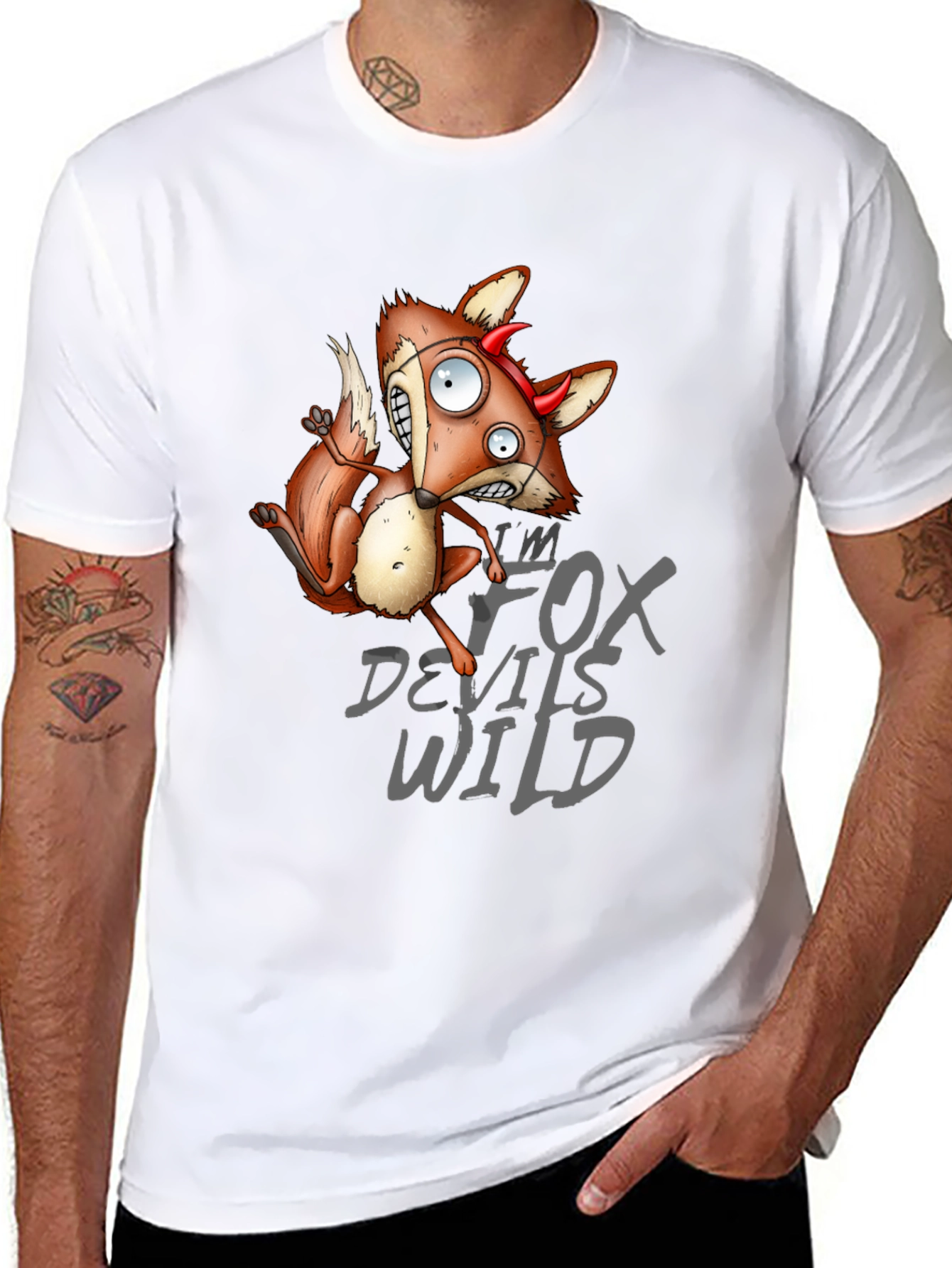Black I'm Fox Devils Wild Graphic T-Shirt view 8