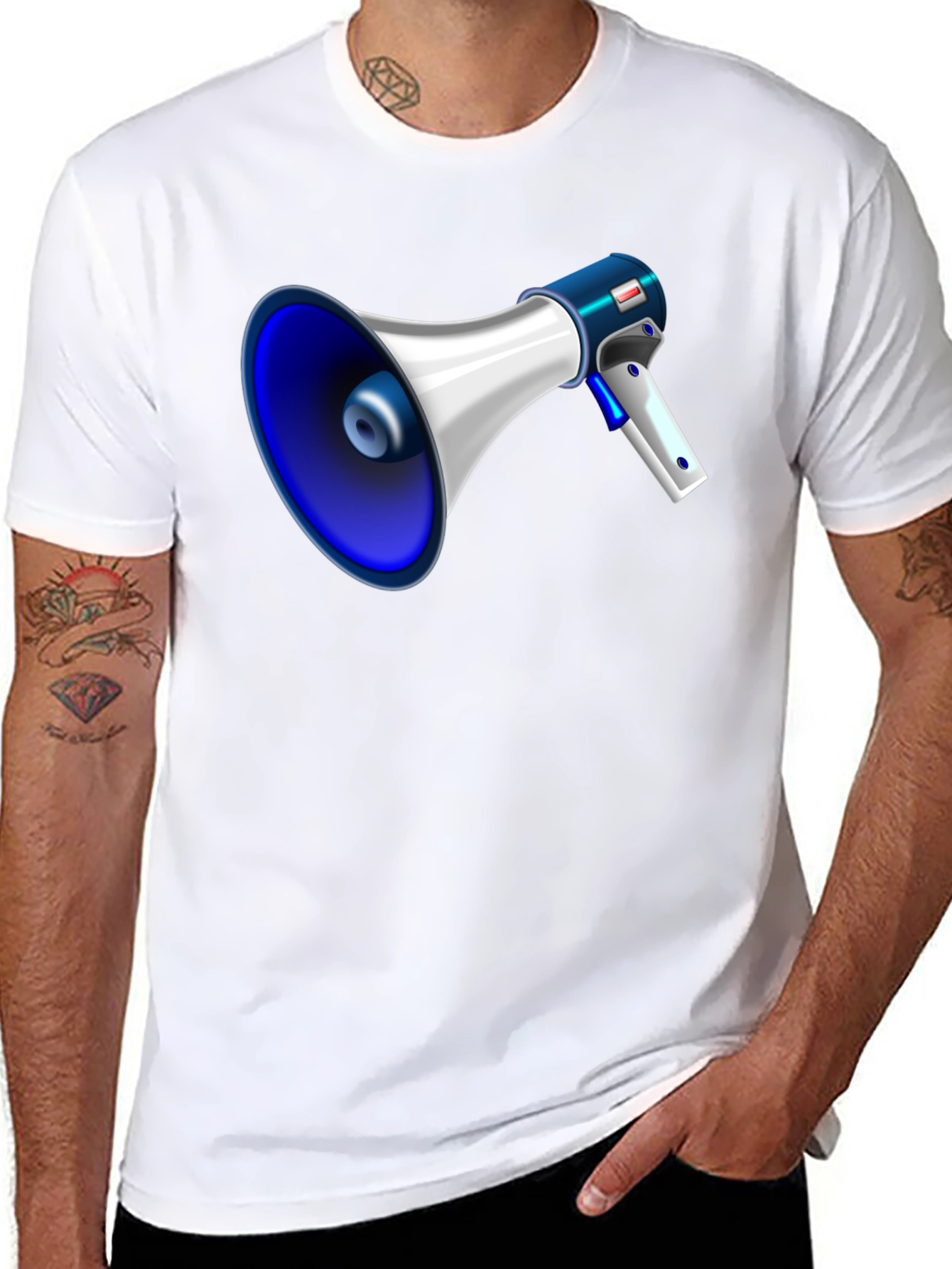 Black Megaphone Graphic Tee - Bold Black T-Shirt view 8