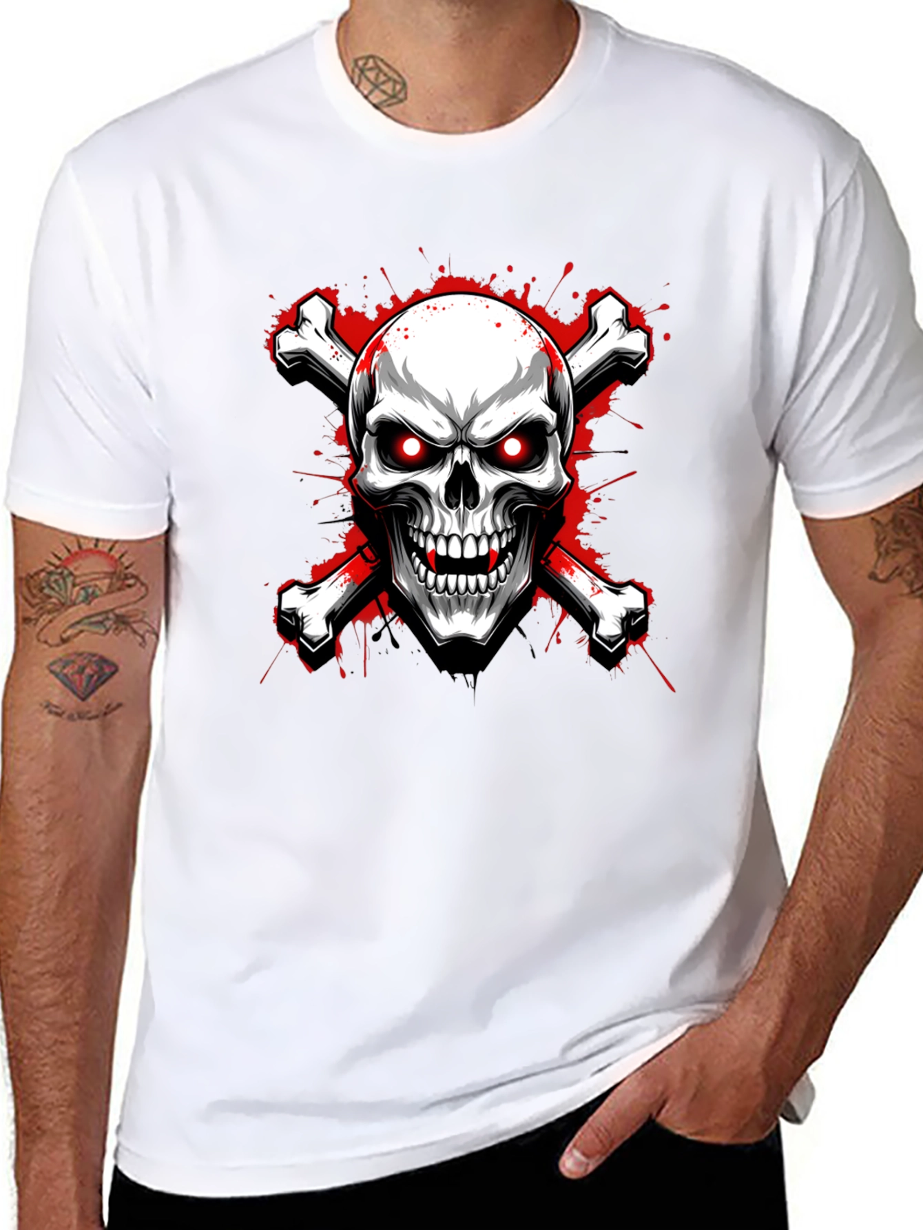 Black Skull and Crossbones Graphic Tee view 8